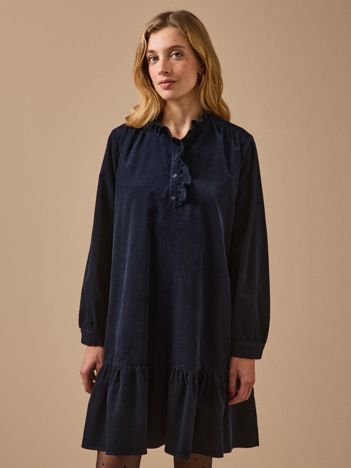 Robe courte femme velours babycord