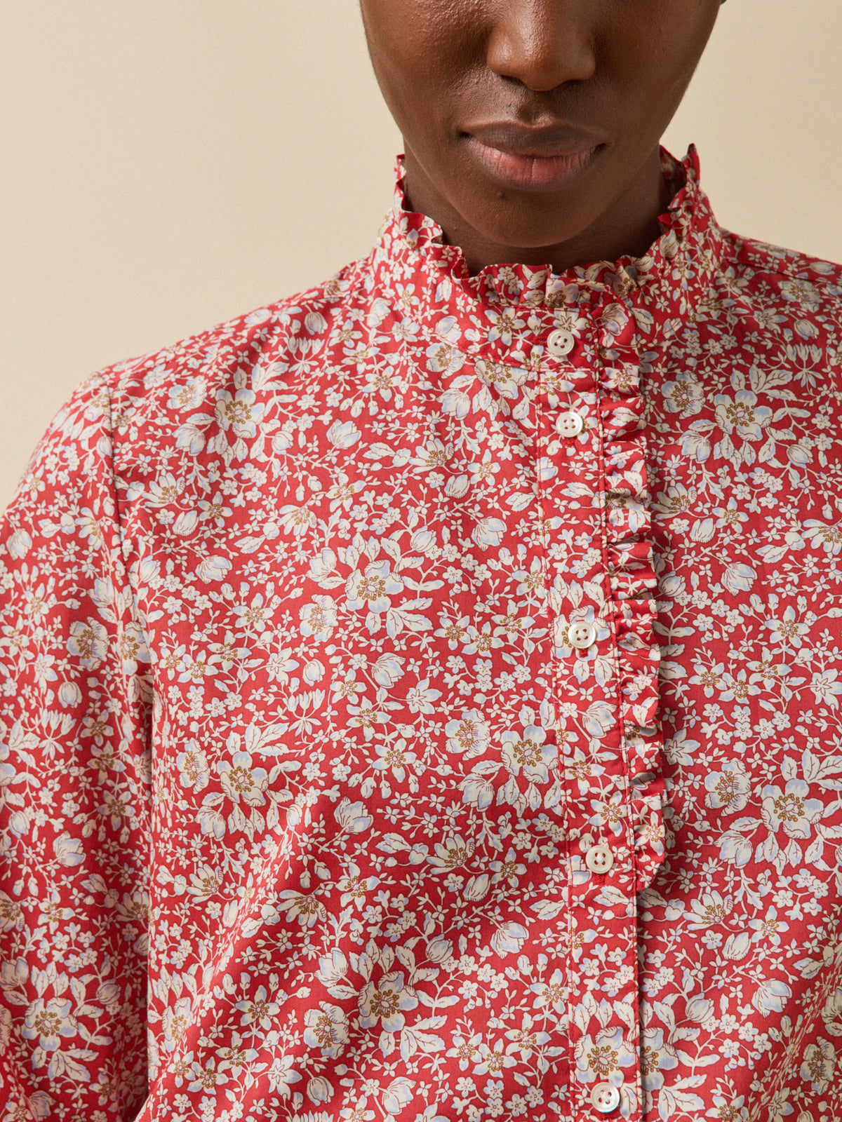 Chemise col volanté femme tissu Liberty - Limited Collection