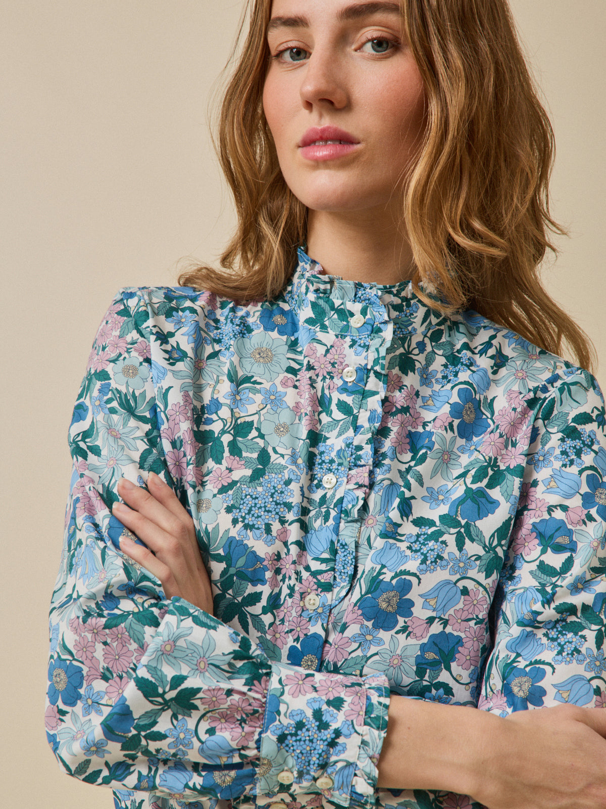 Chemise col volanté femme tissu Liberty - Limited Collection
