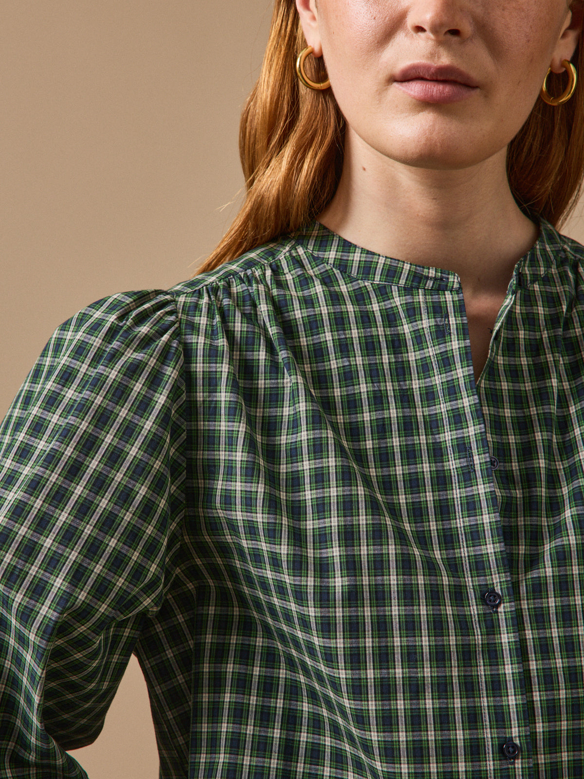 Blouse carreaux femme brodée