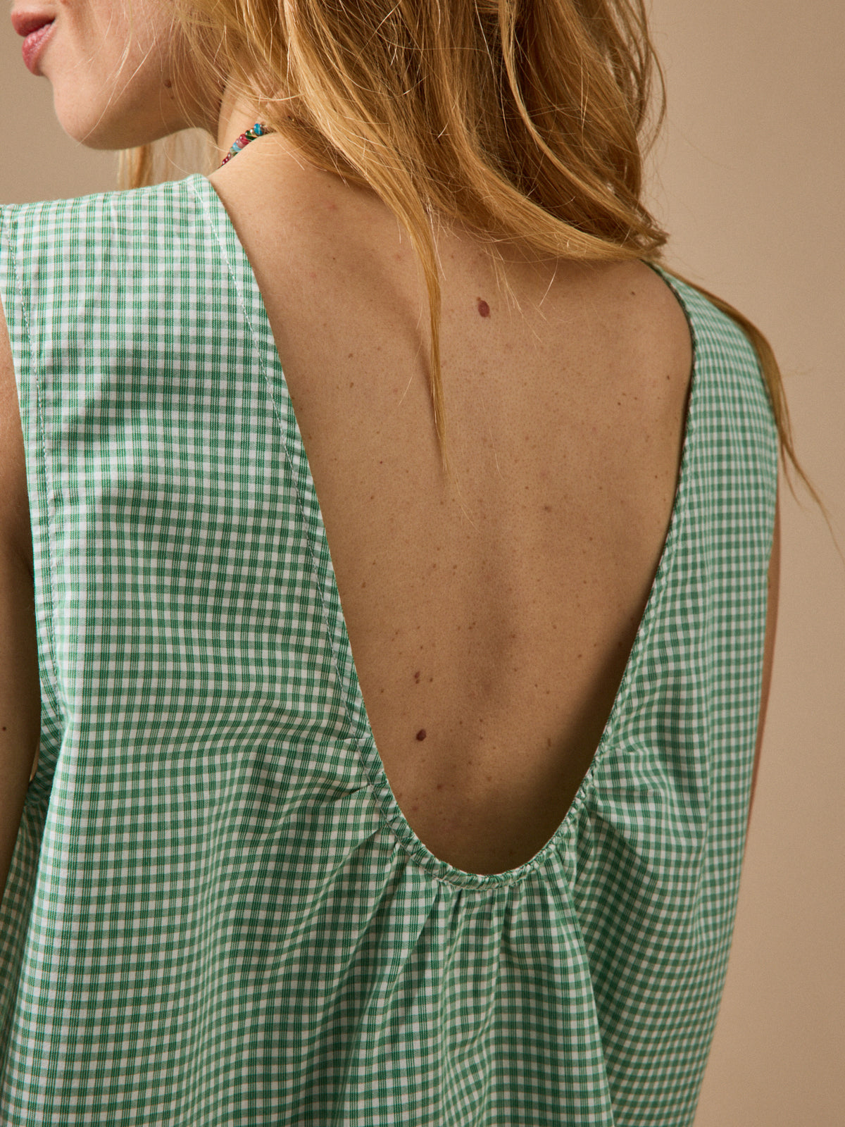 Top sans manches femme mini carreaux
