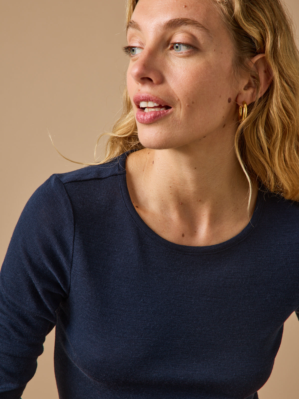 T-shirt col rond femme jersey de laine