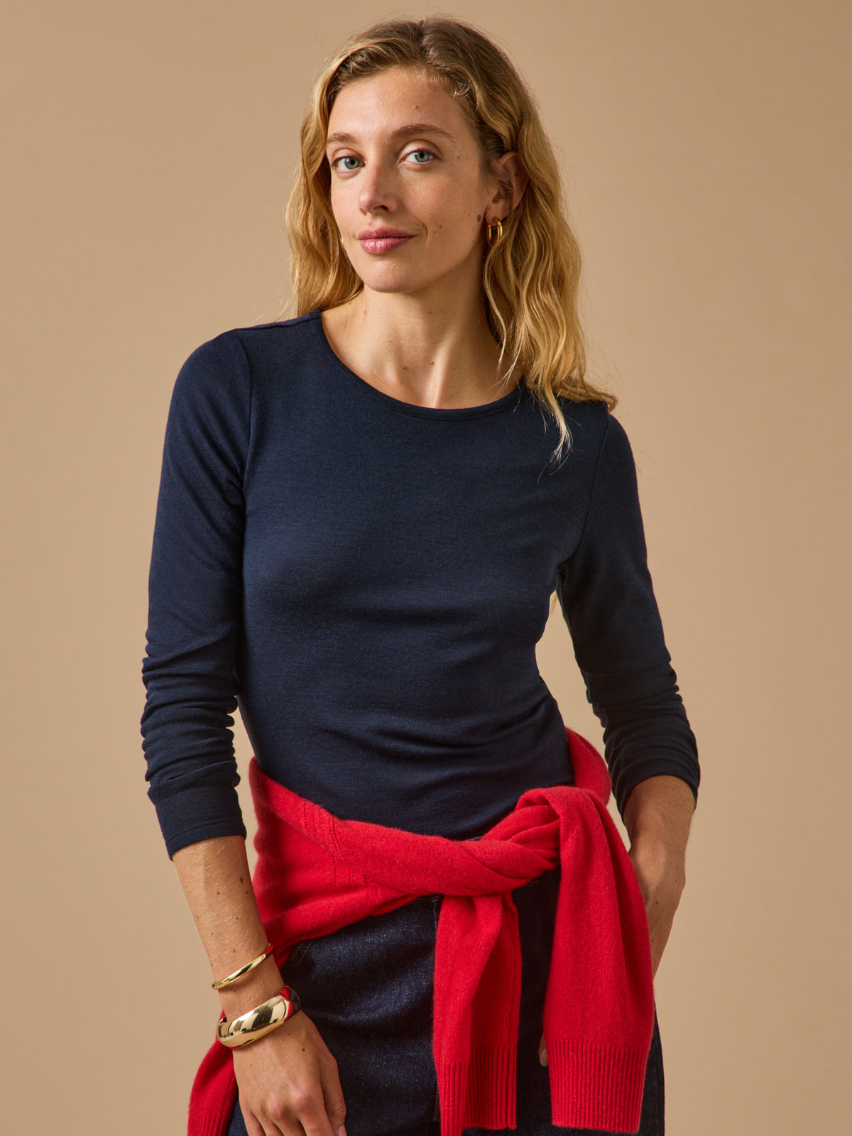 T-shirt col rond femme jersey de laine