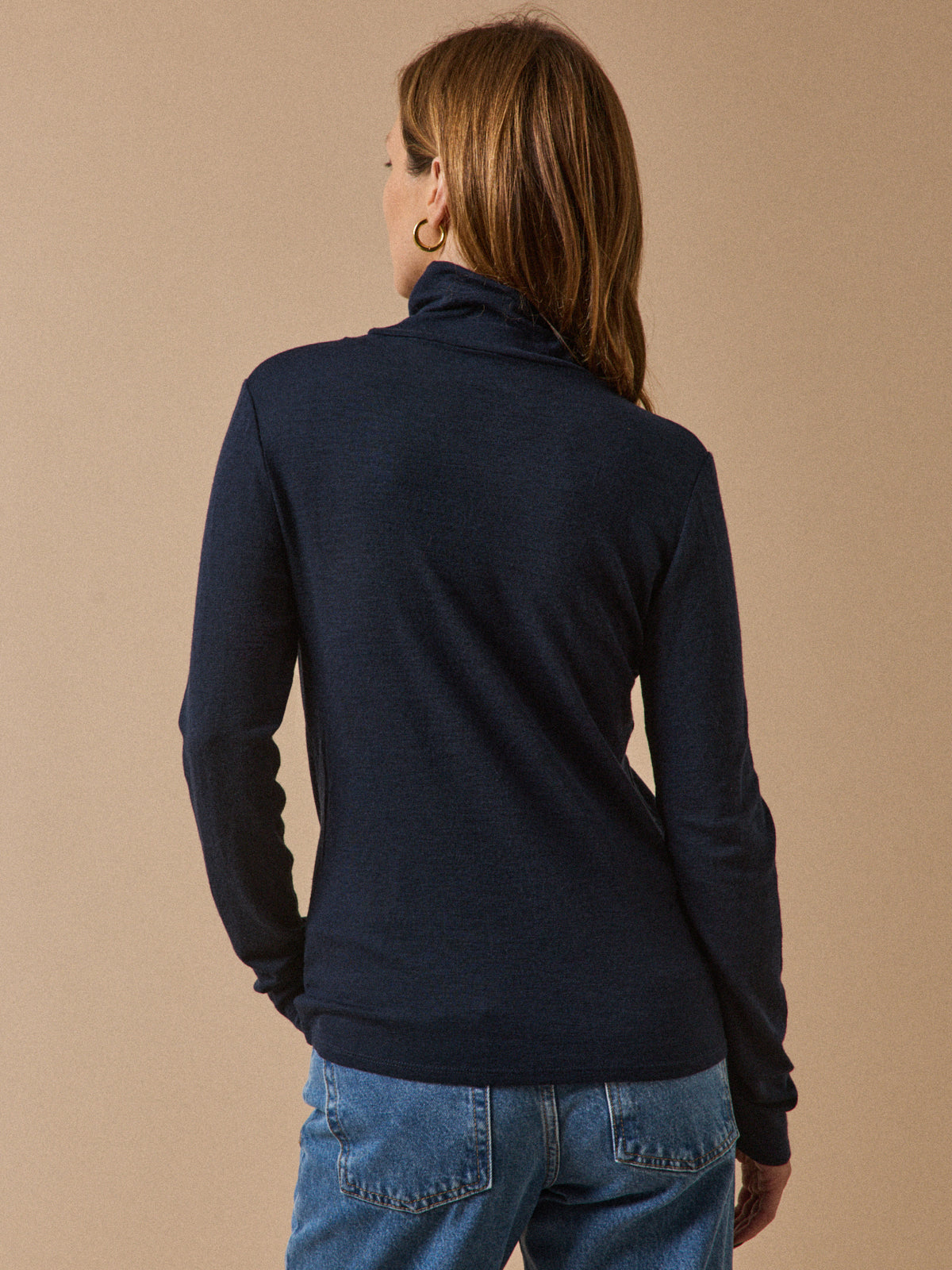 T-shirt col roulé femme jersey de laine