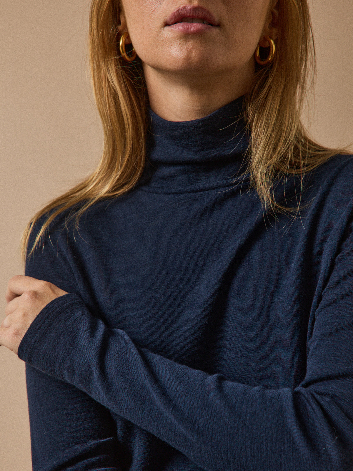 T-shirt col roulé femme jersey de laine