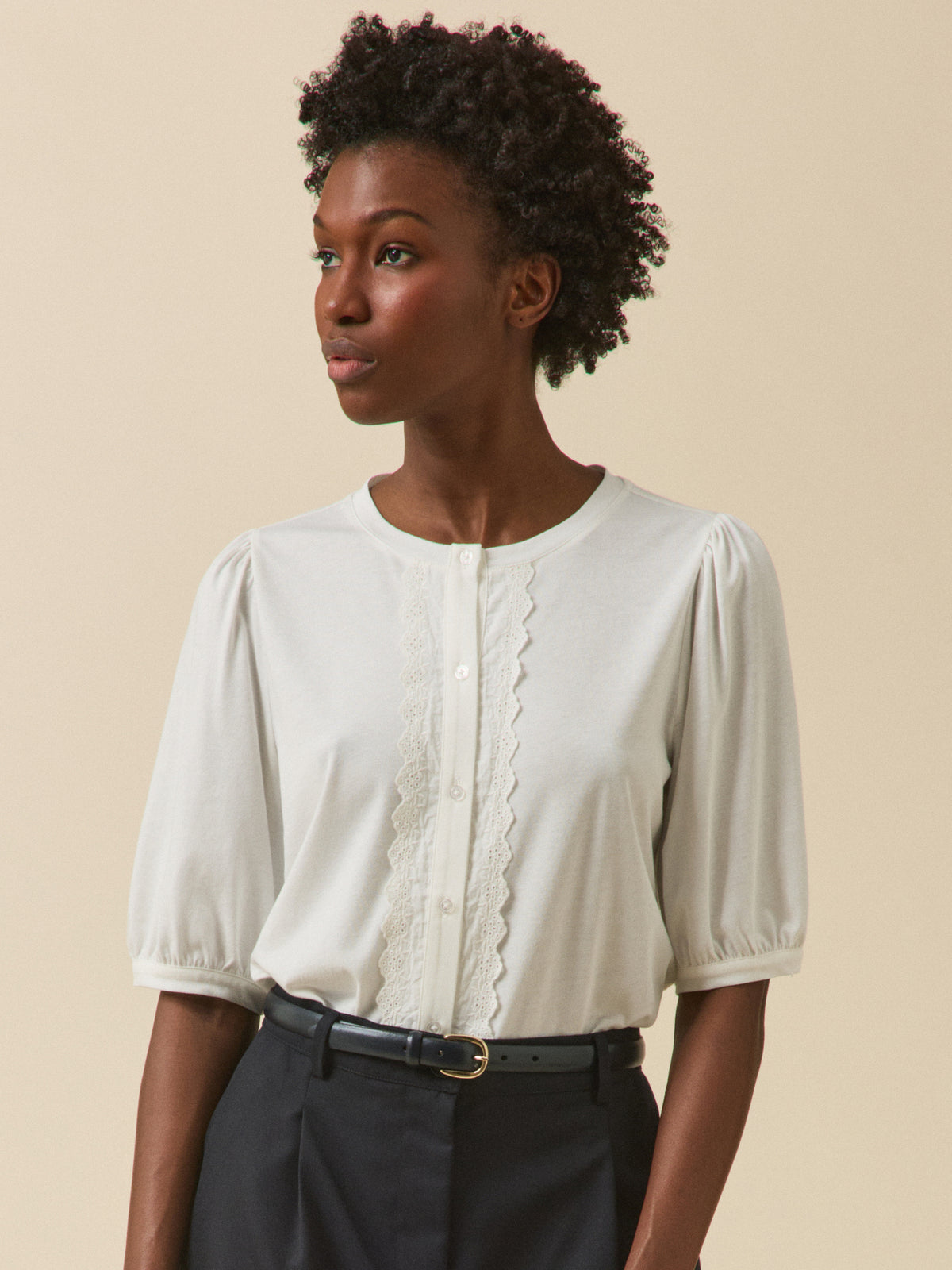 T-shirt brodé femme modal et coton biologique