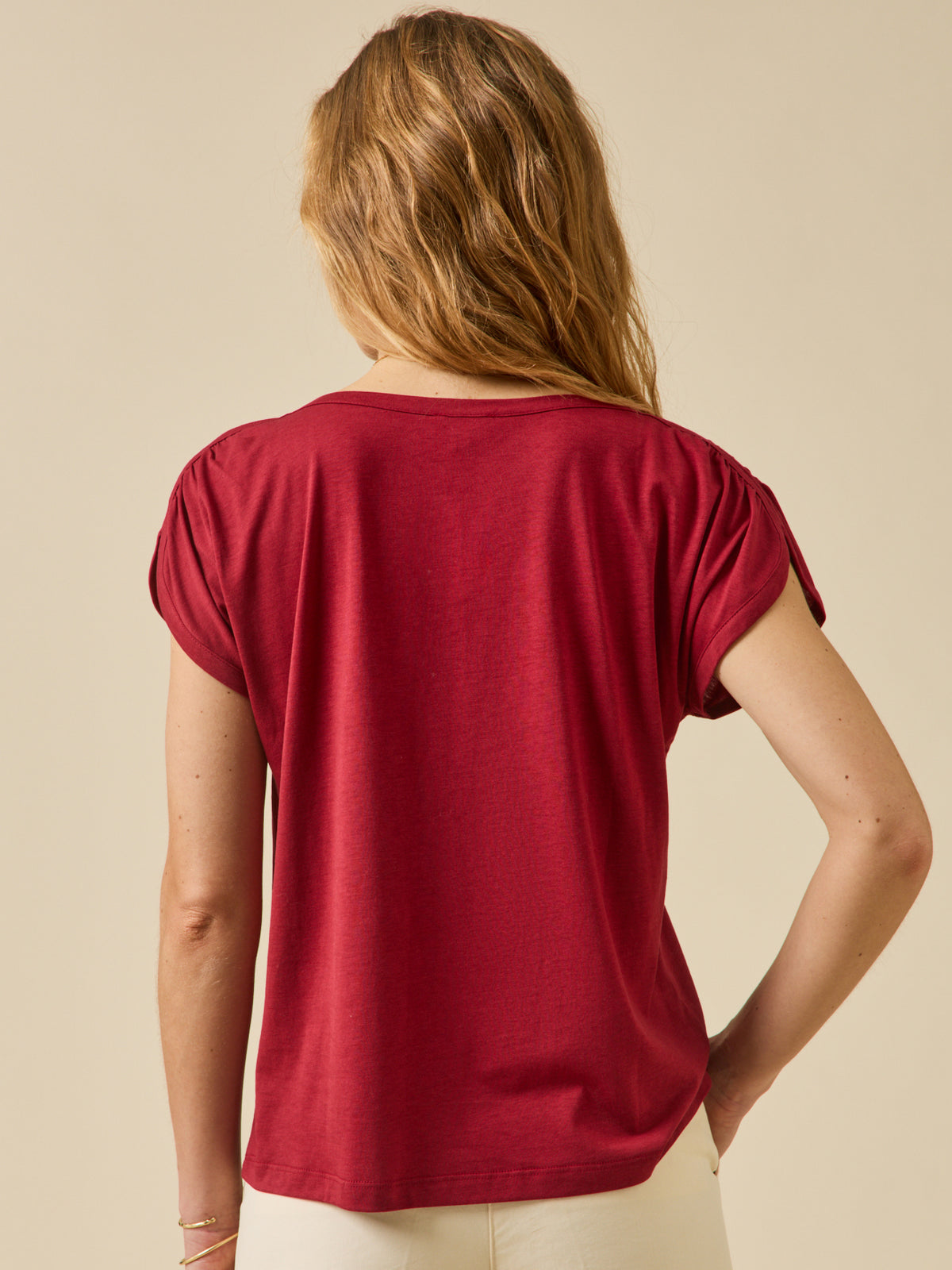 T-shirt col bateau femme lyocell mélangé