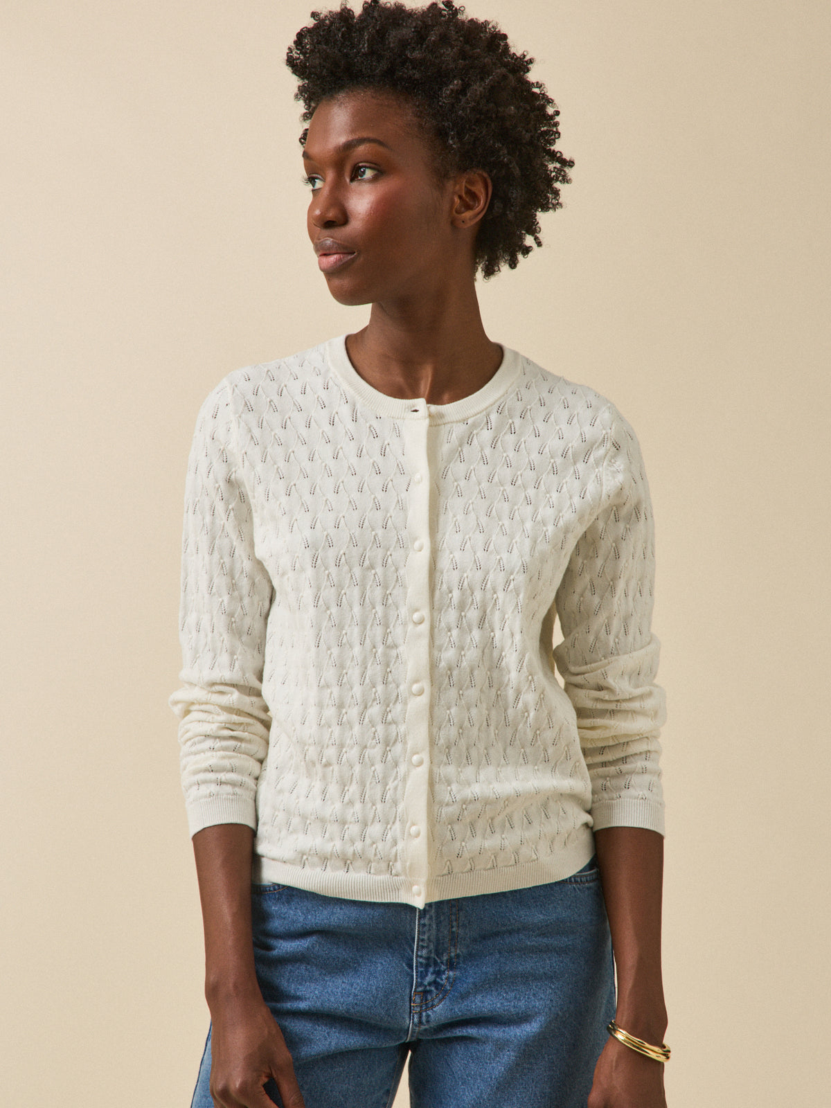 Gilet maille pointelle femme
