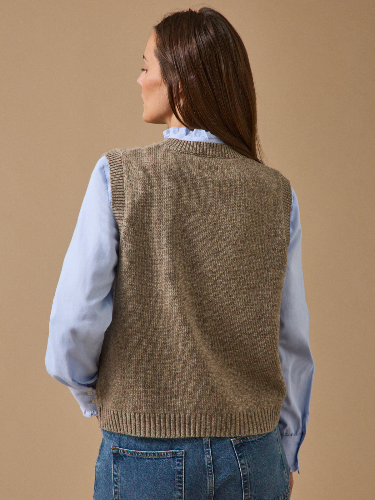 Gilet jacquard sans manches femme