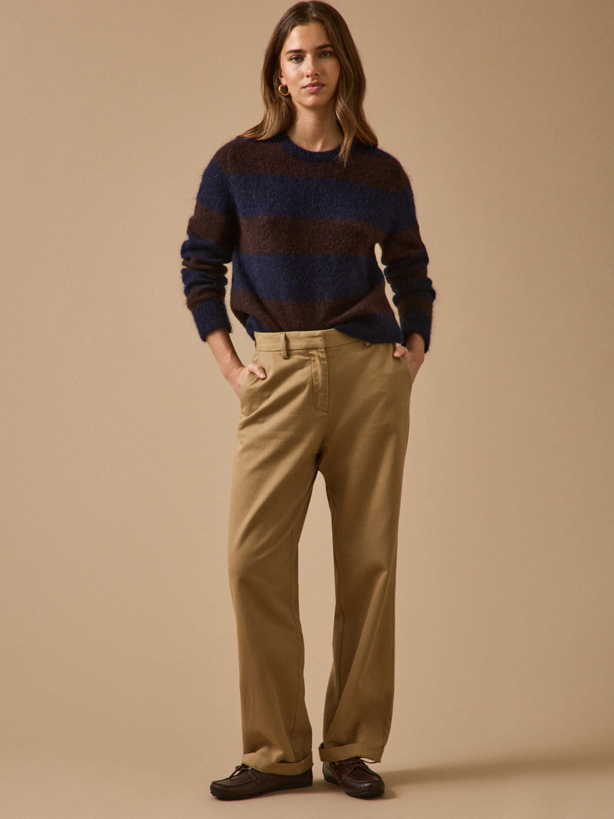 Pull rayé bicolore femme