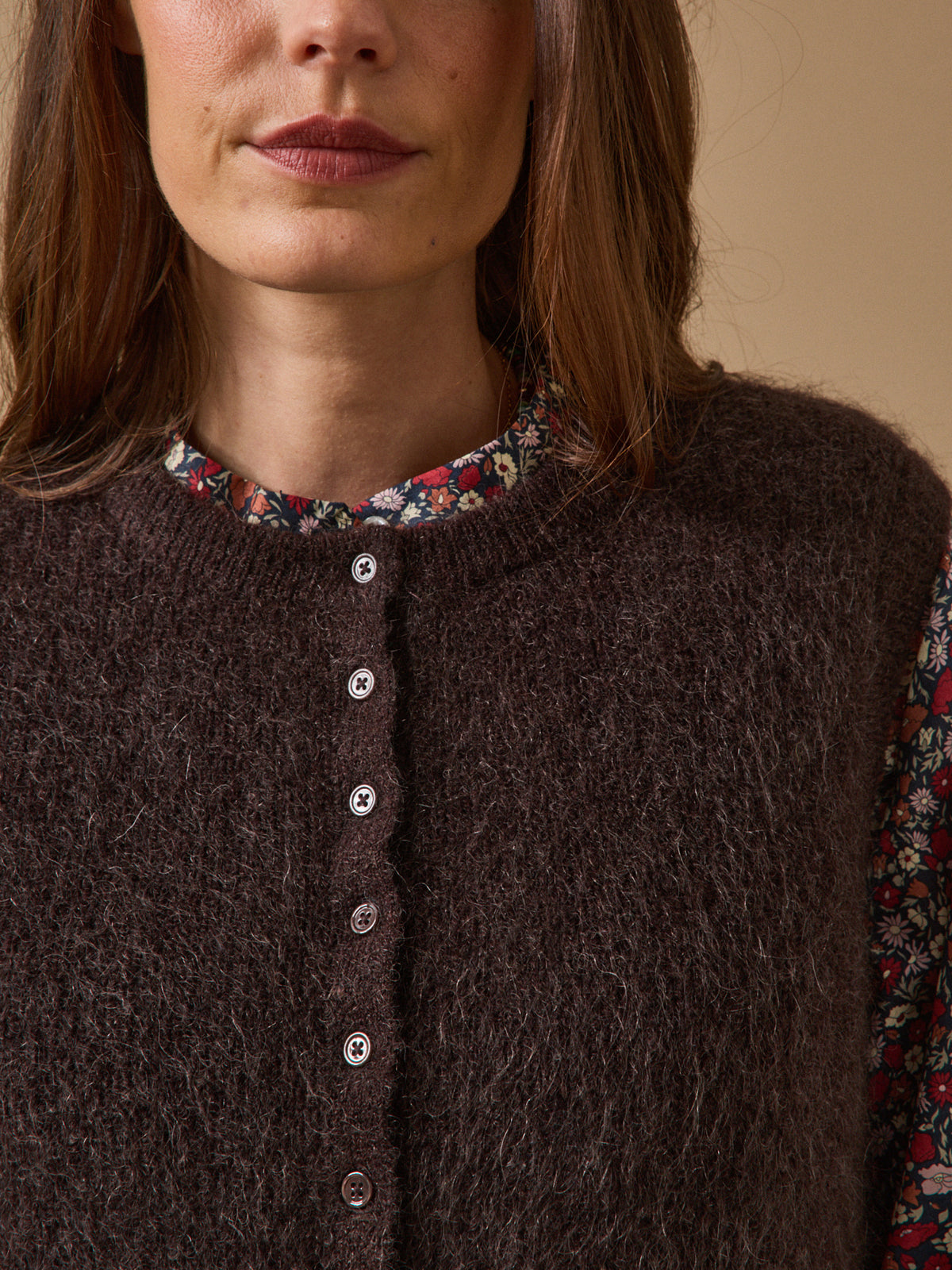 Gilet sans manches femme laine et mohair