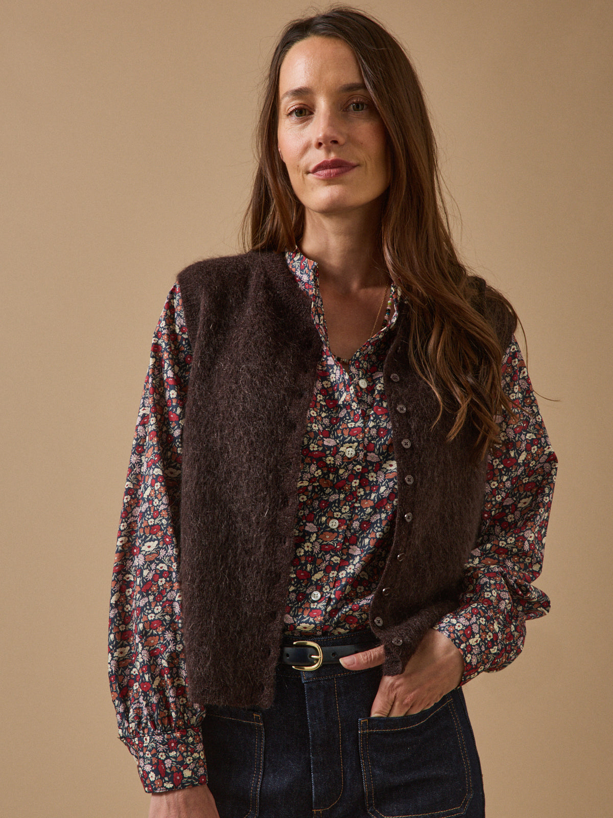 Gilet sans manches femme laine et mohair