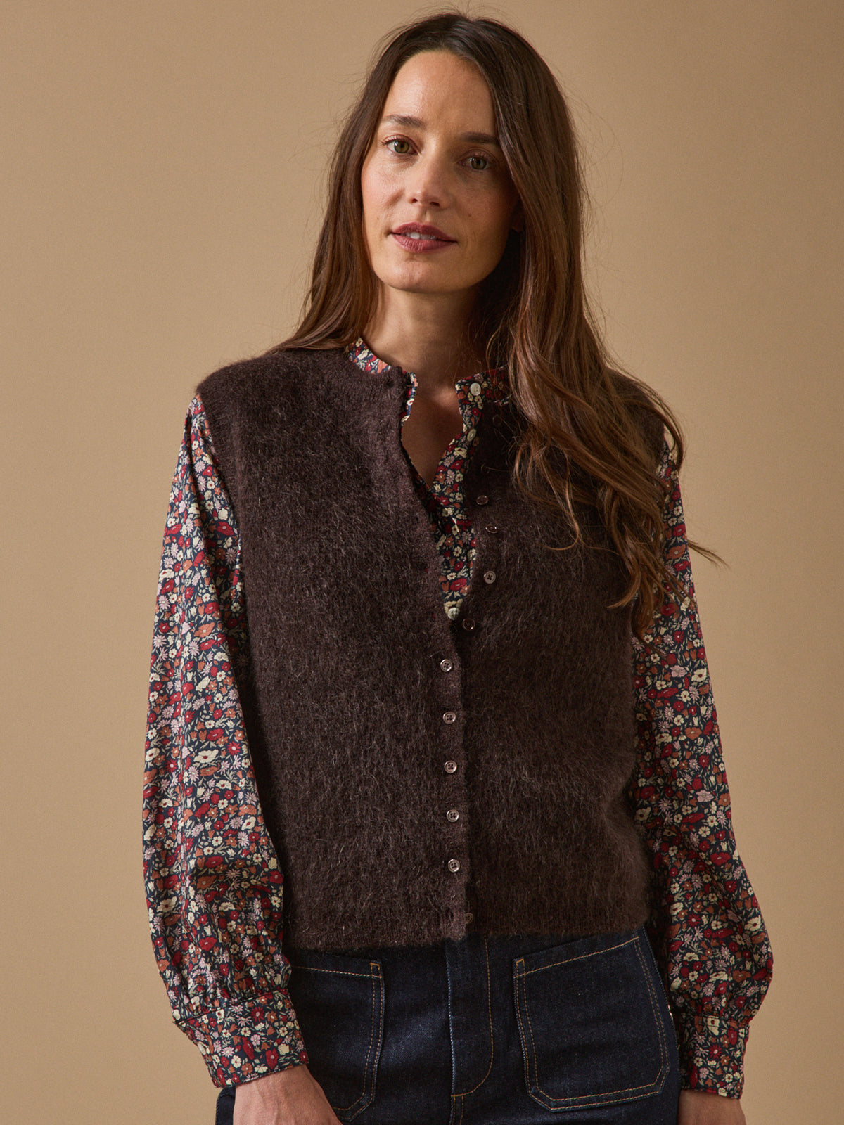 Gilet sans manches femme laine et mohair