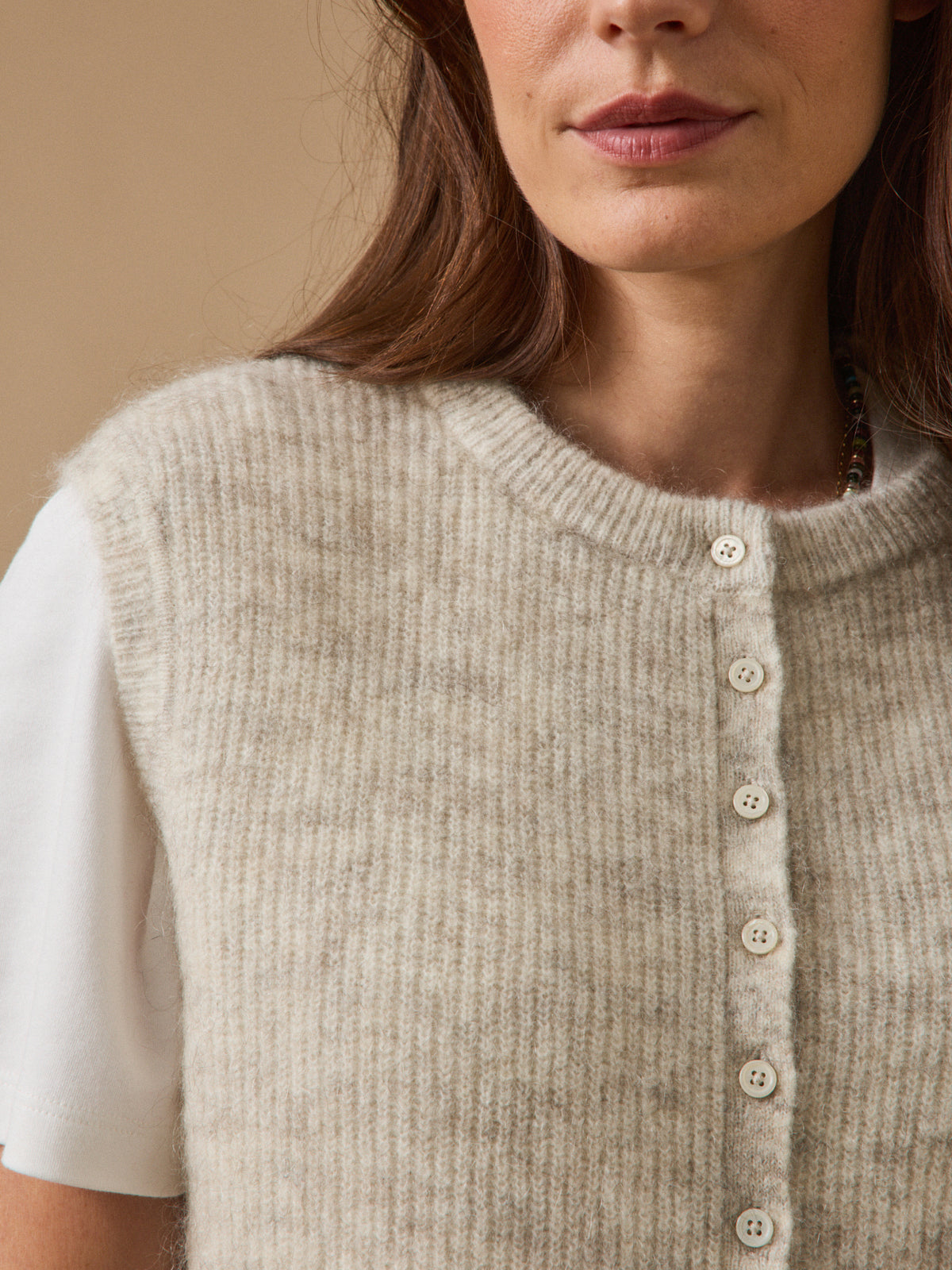 Gilet sans manches femme laine et mohair