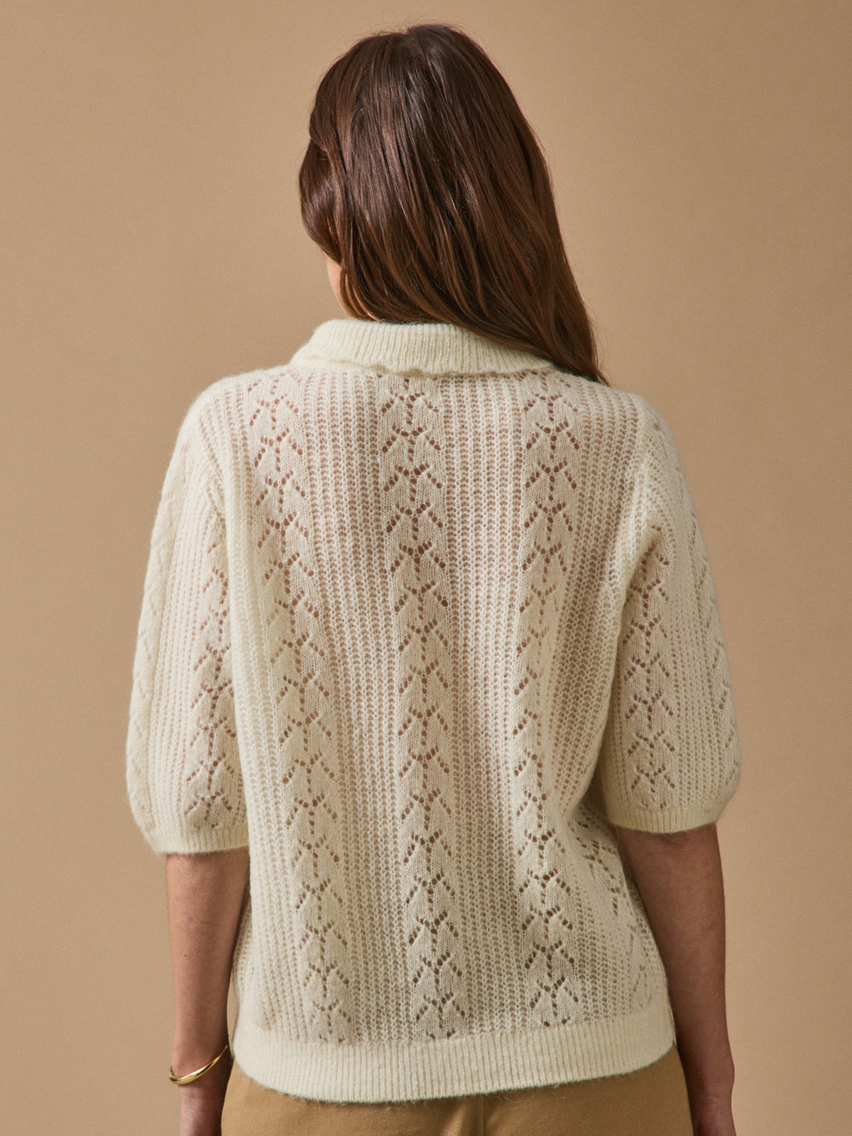 Gilet col polo femme avec laine et mohair