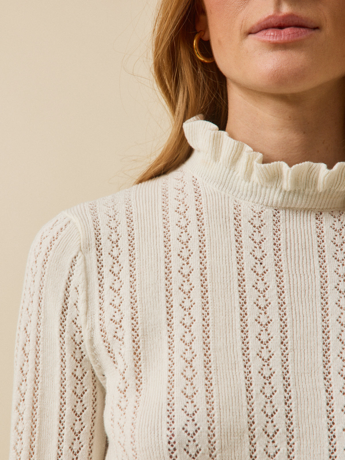 Pull col volanté femme coton biologique et cachemire
