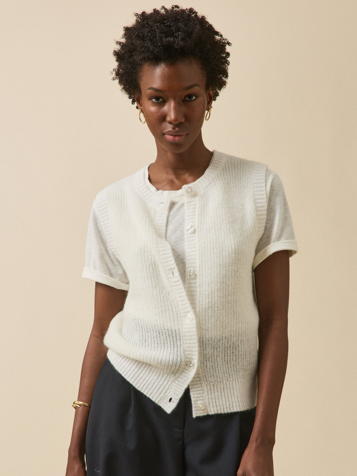 Gilet sans manches femme avec laine, alpaga et mohair