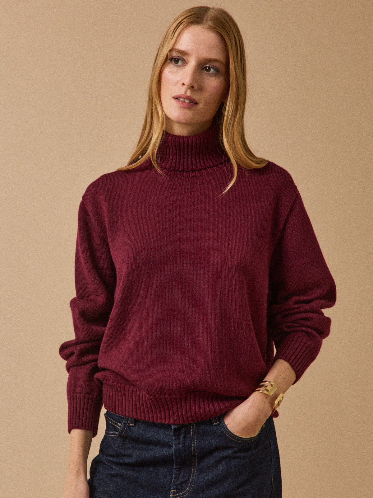 Pull col roulé femme laine mérinos - Cyrillus X les 3 Tricoteurs