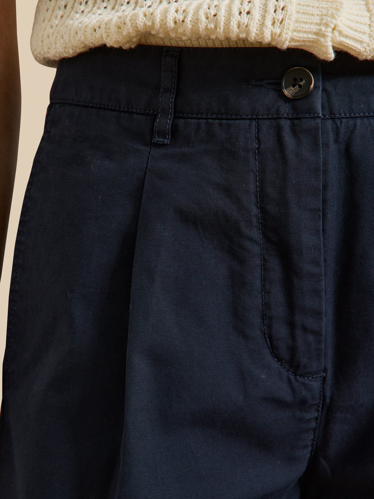 Short chino coton et lin femme