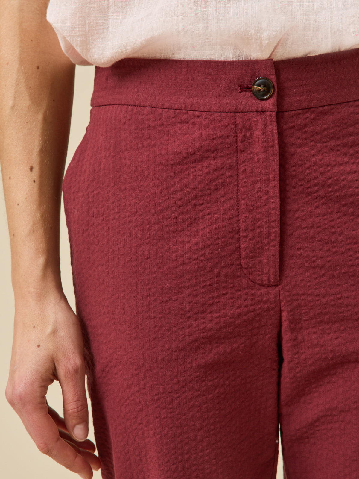 Pantalon cigarette seersucker femme Julie
