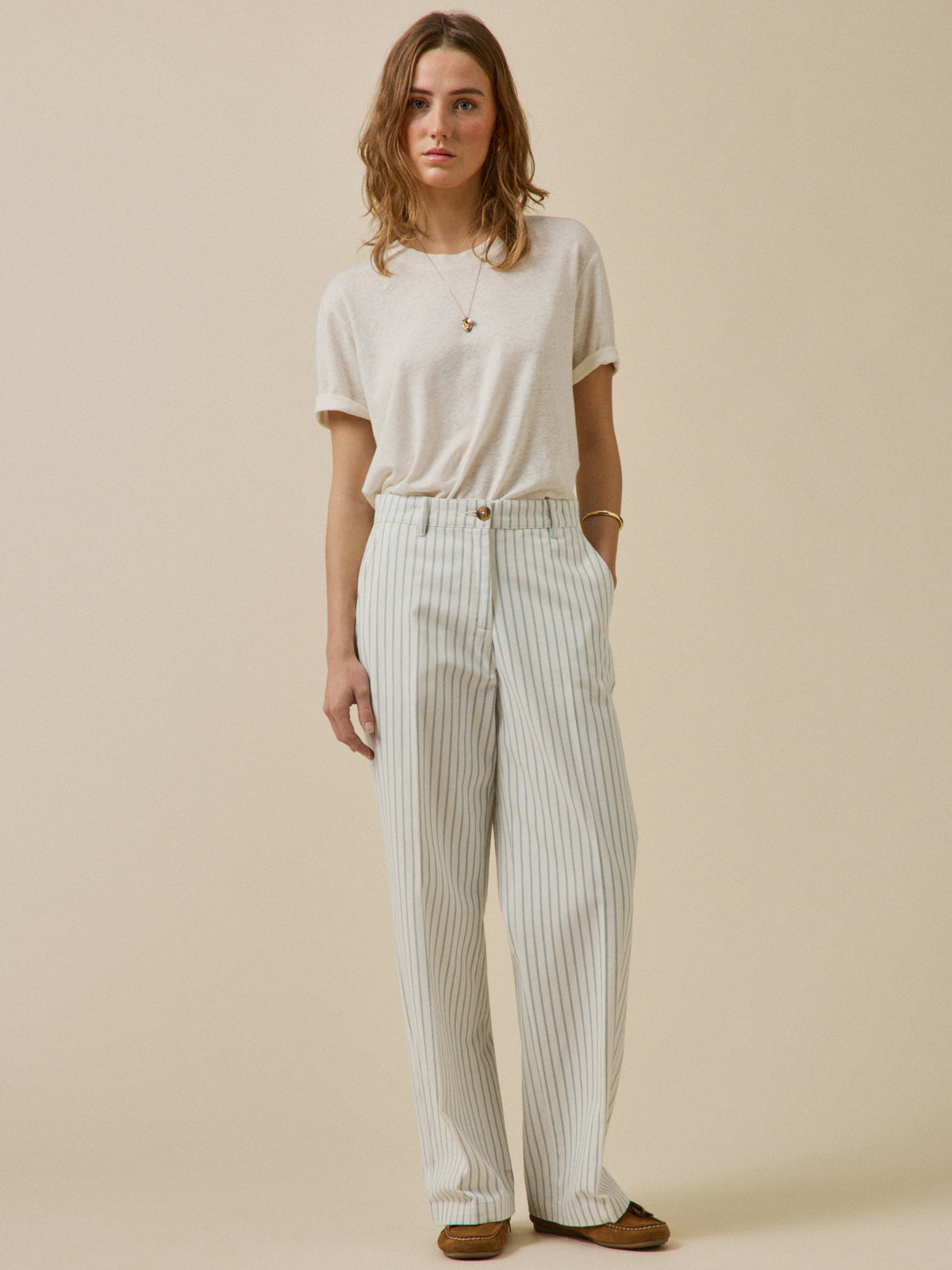 Pantalon large rayé femme Clara