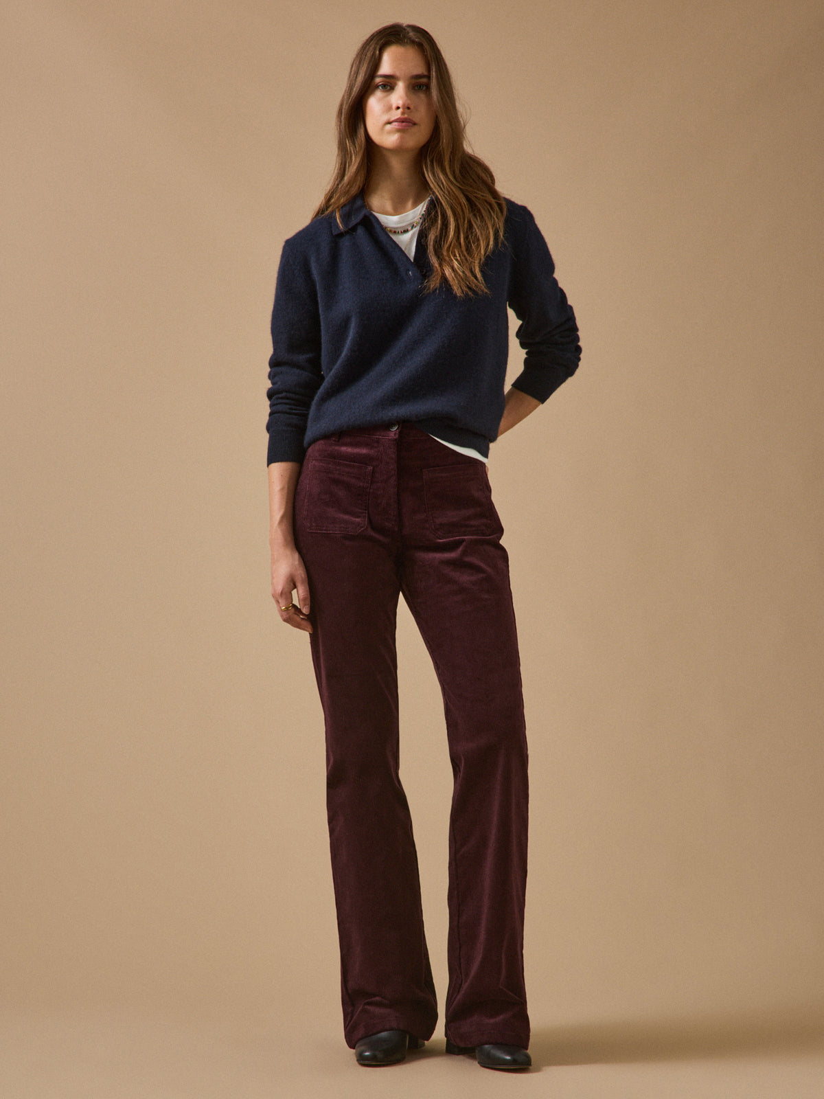 Pantalon flare femme Suzanne velours