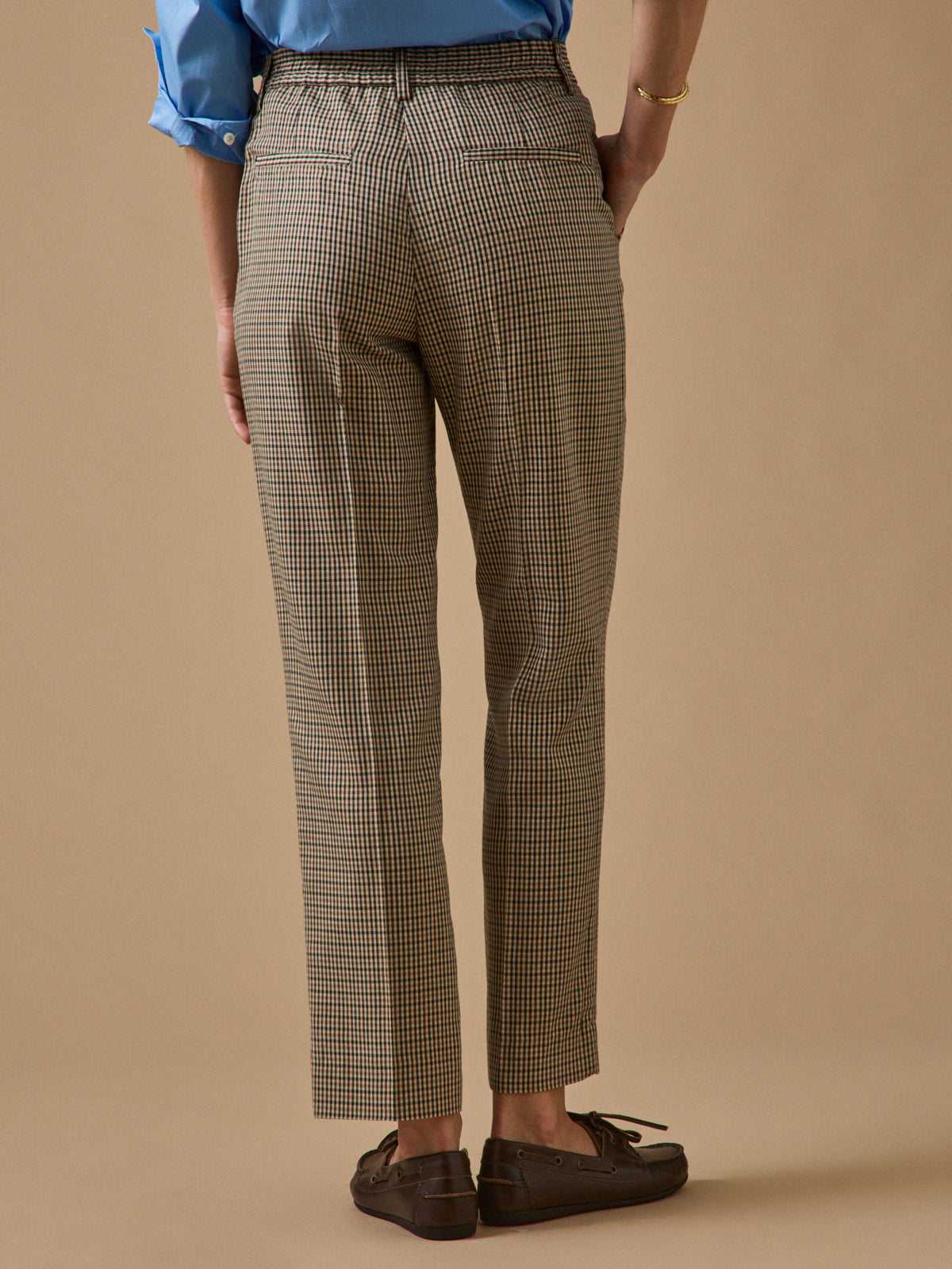 Pantalon cigarette mini-carreaux femme Léo