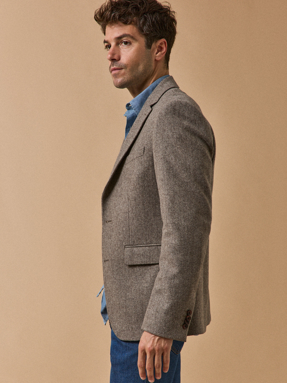 Blazer chevrons pure laine homme