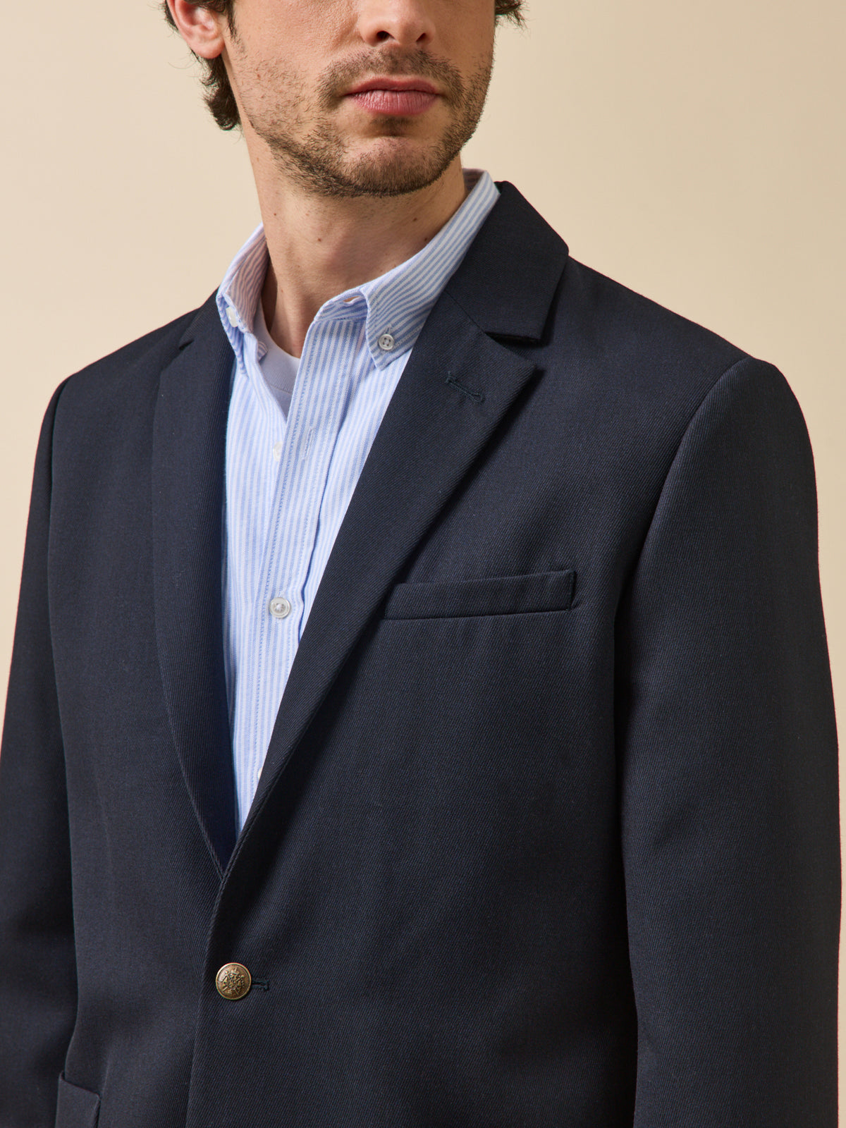 Veste blazer en twill homme boutons dorés