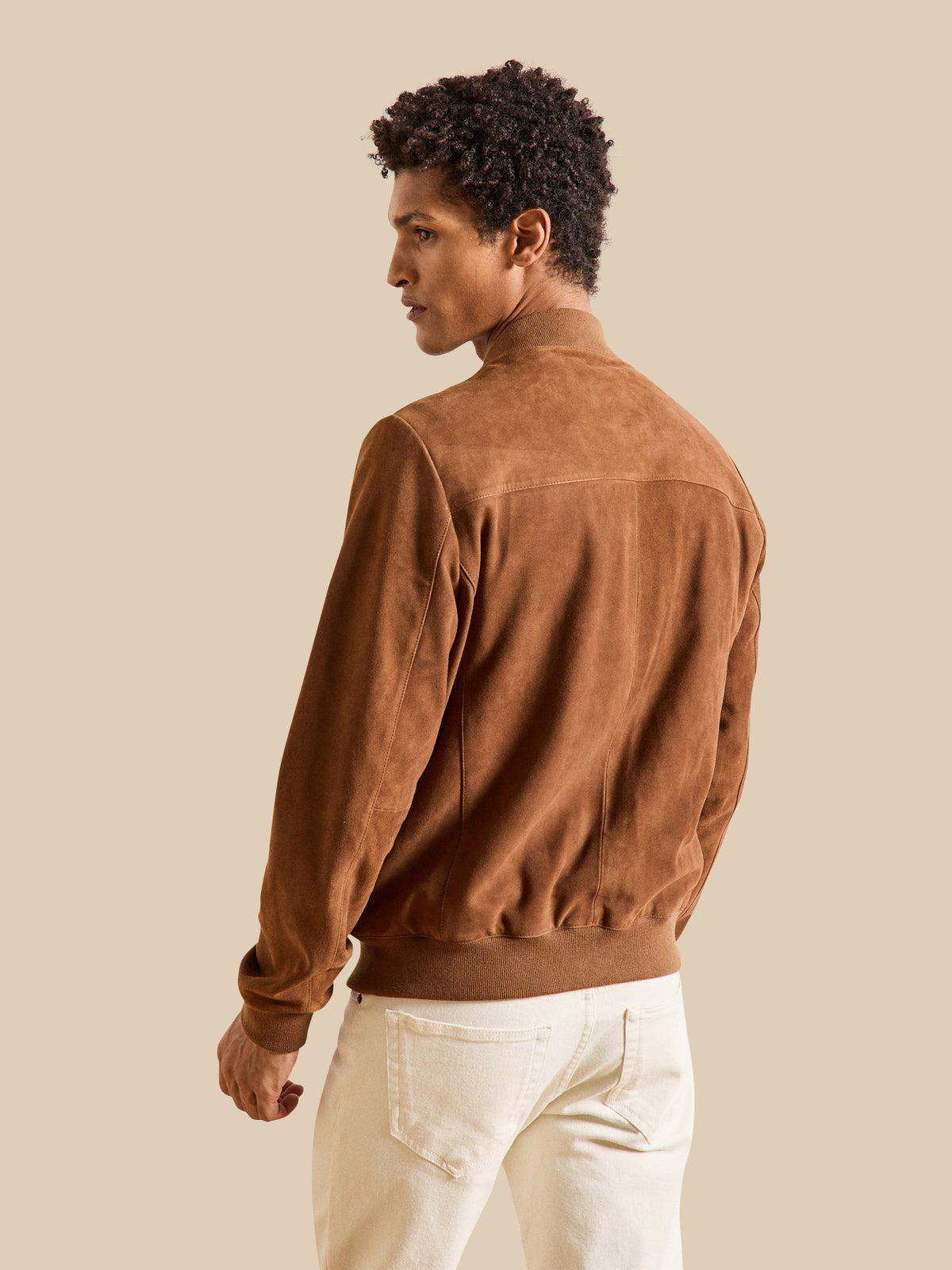 Blouson zippé cuir velours homme