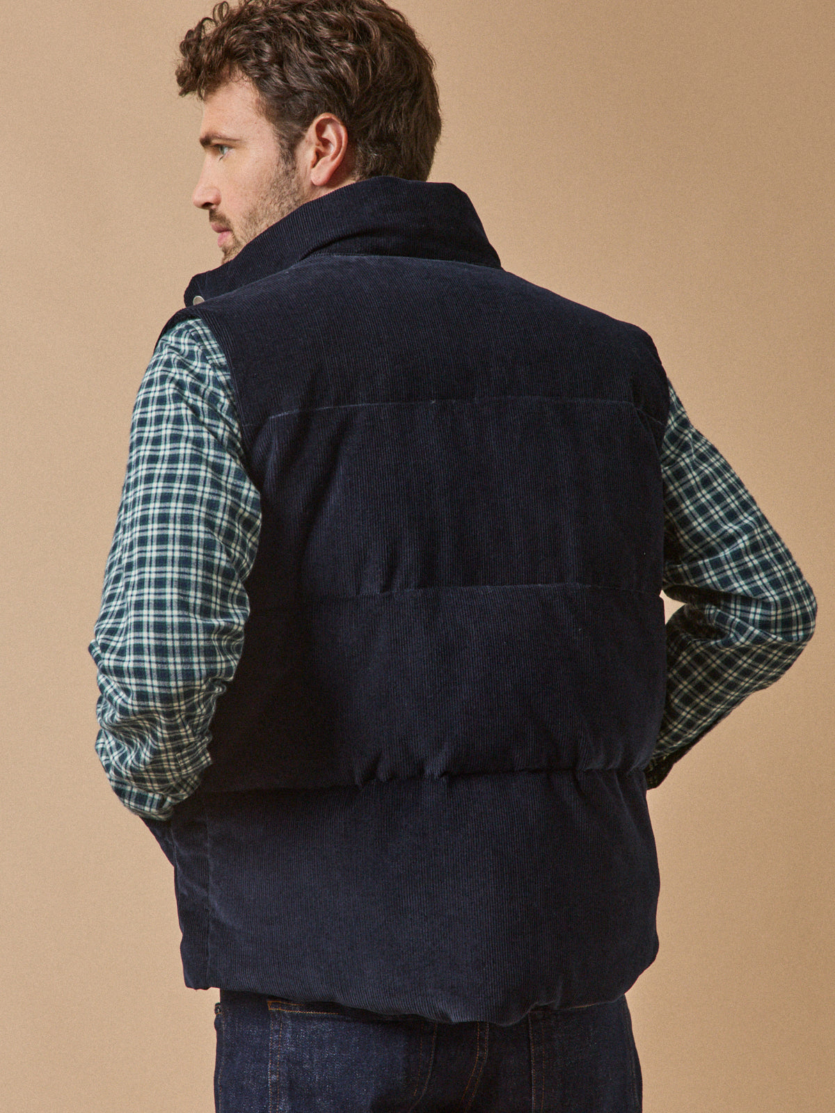 Veste matelassée sans manches velours homme