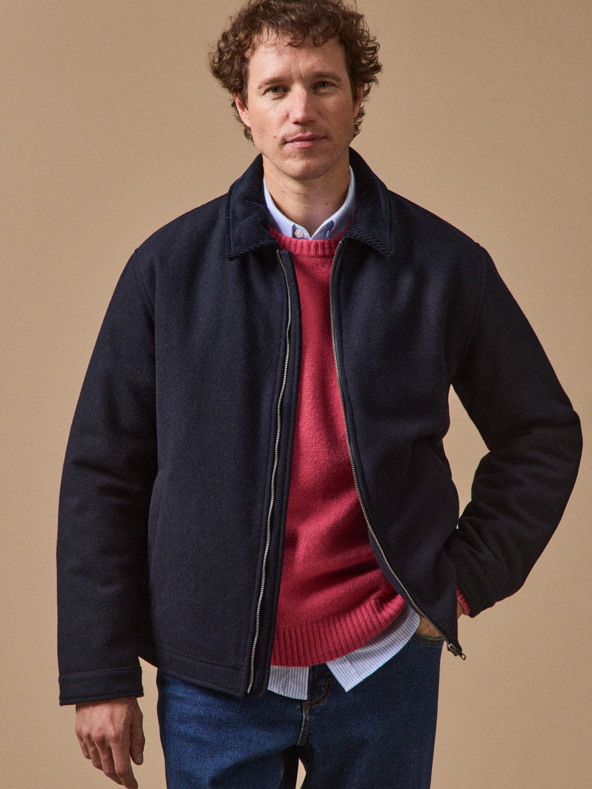 Blouson aviateur lainage chaud homme