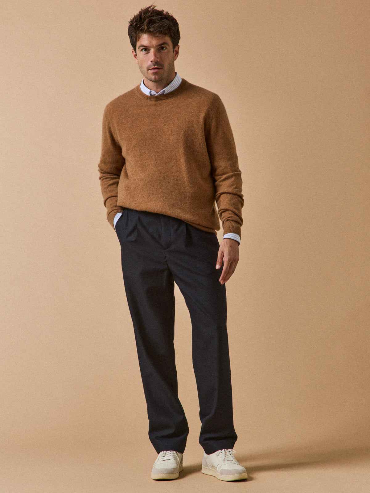Pantalon à pinces lainage uni homme