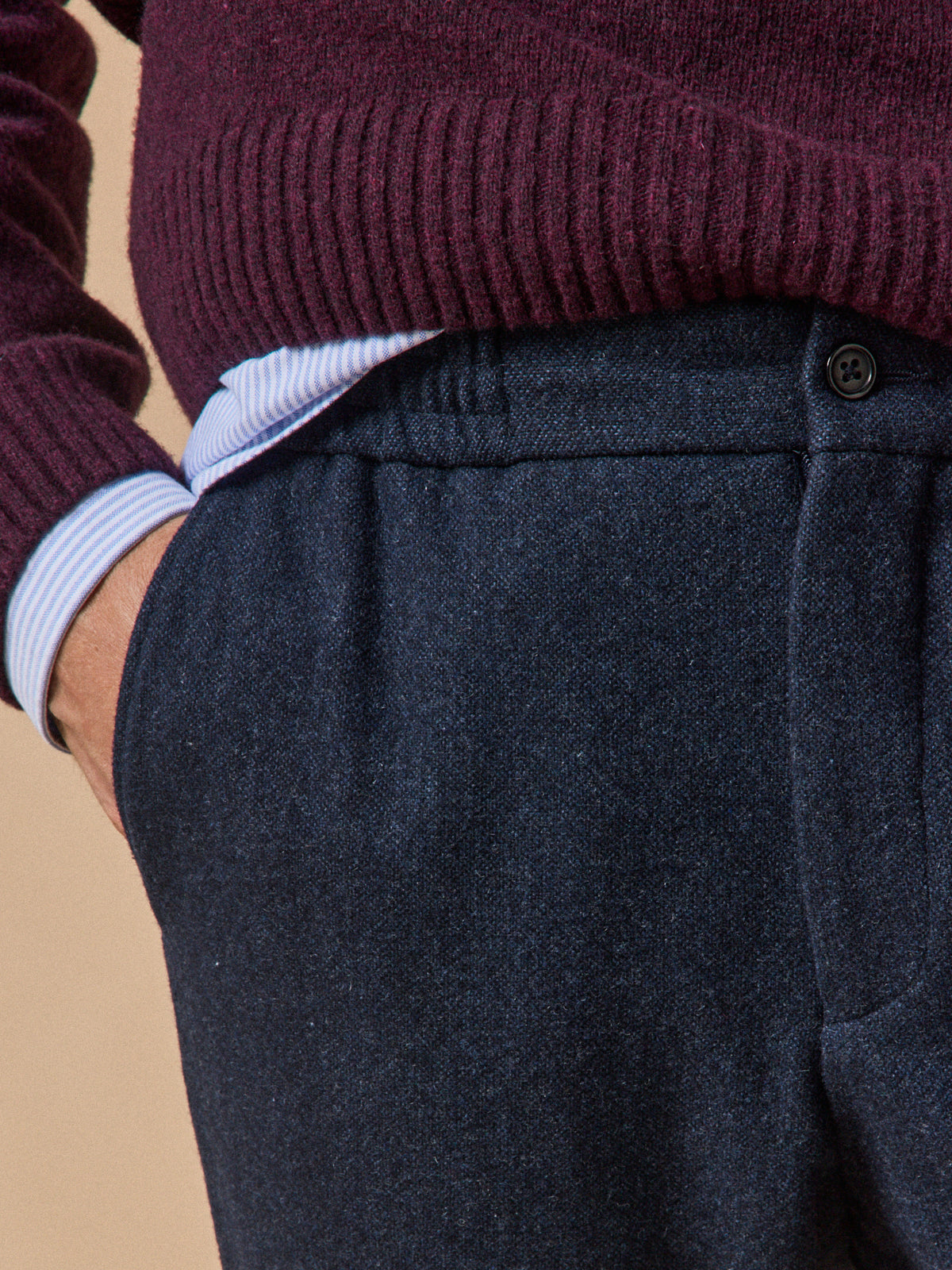 Pantalon taille élastiquée lainage homme