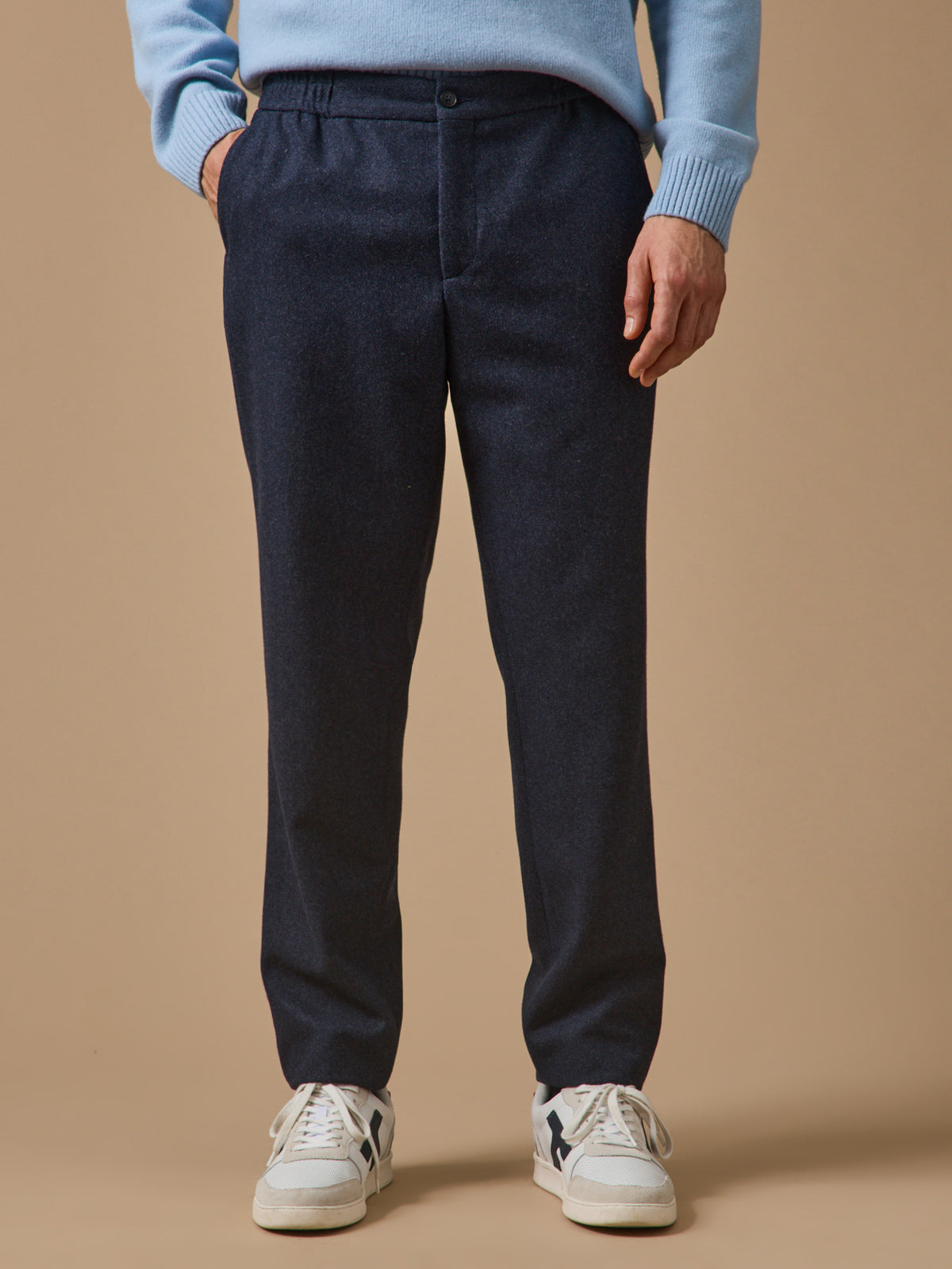 Pantalon taille élastiquée lainage homme