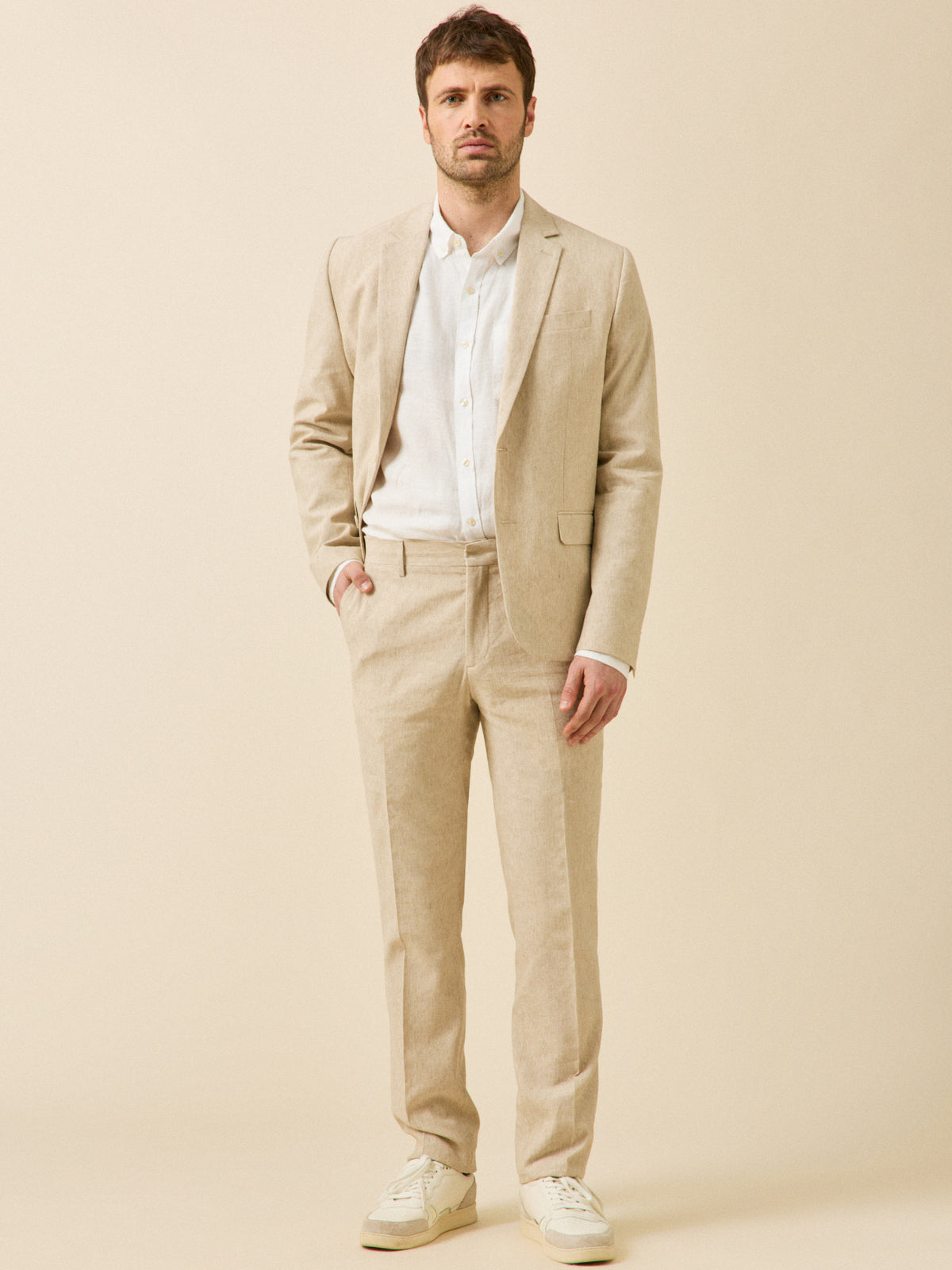 Pantalon de costume homme lin mélangé