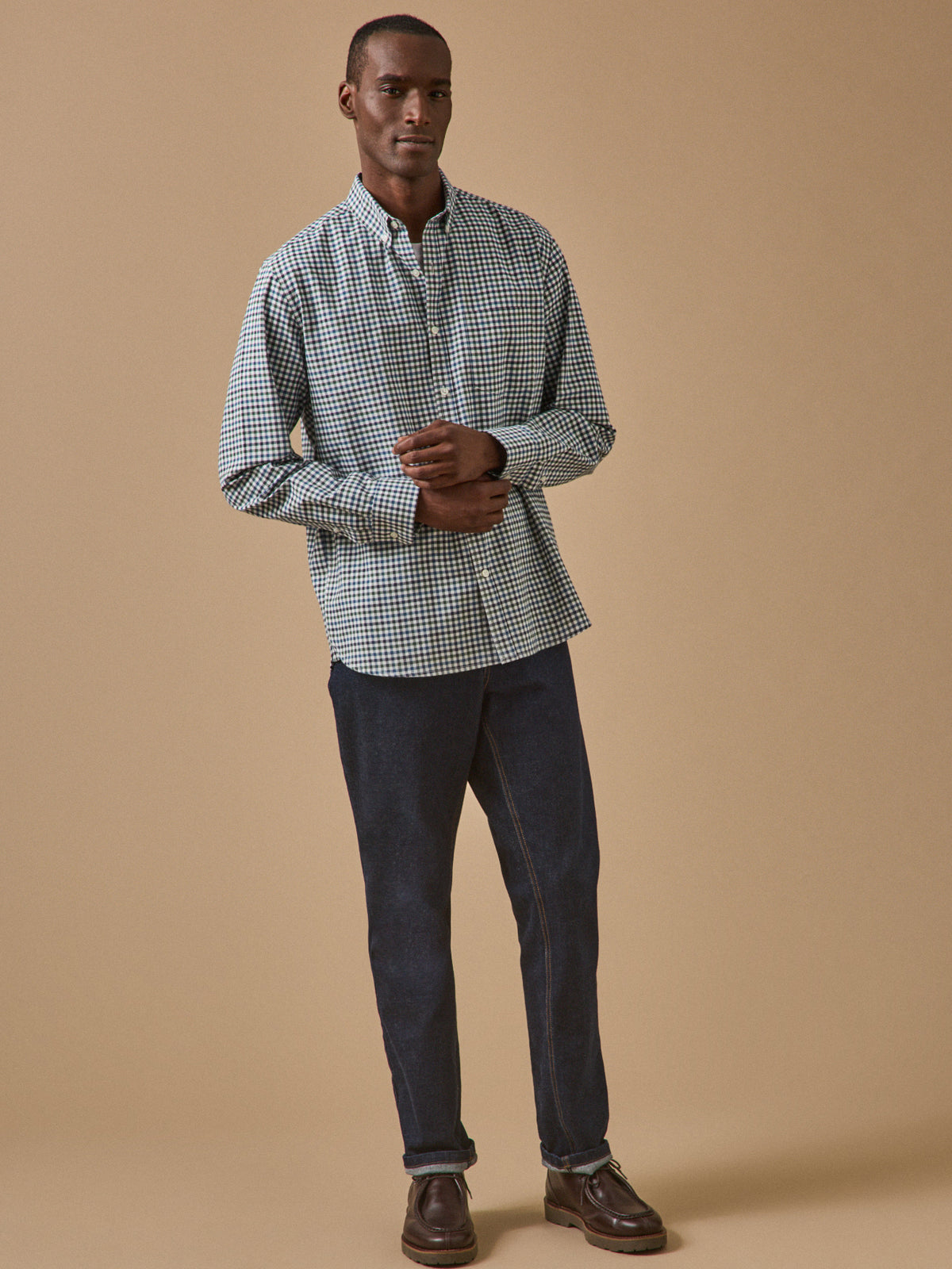 Chemise oxford carreaux homme coupe contemporaine