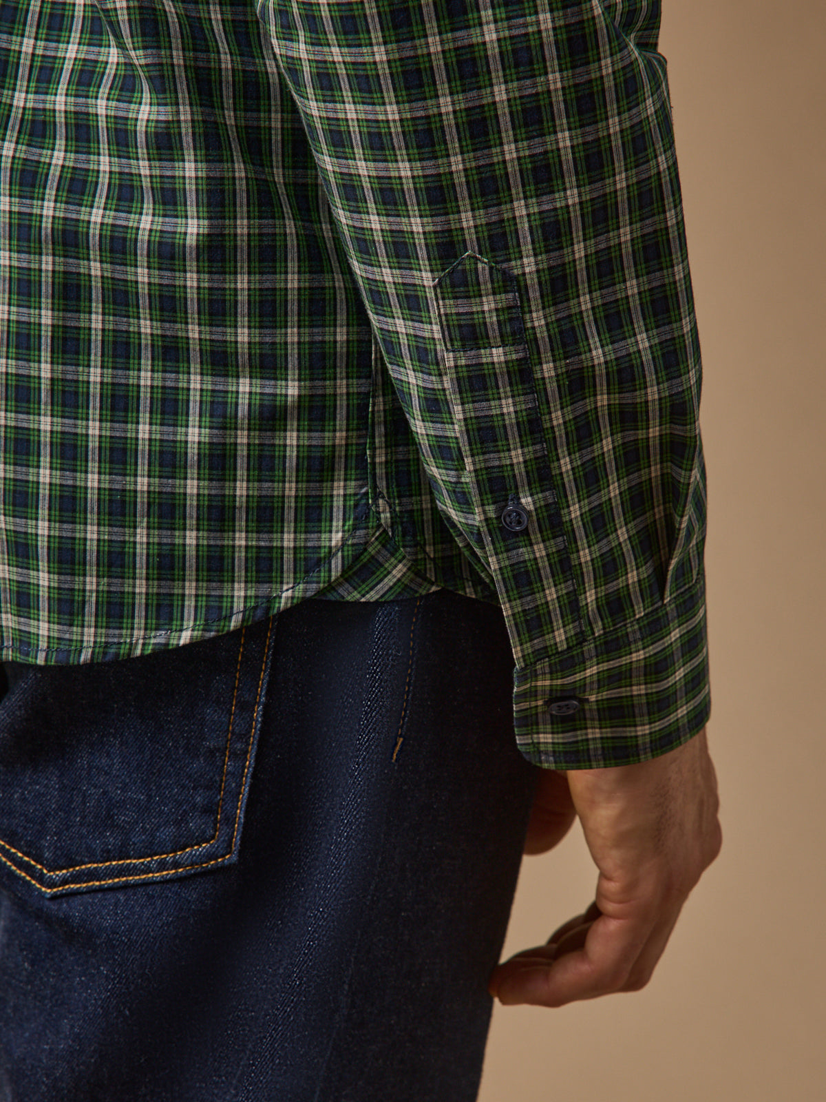 Chemise popeline carreaux homme - coupe ajustée