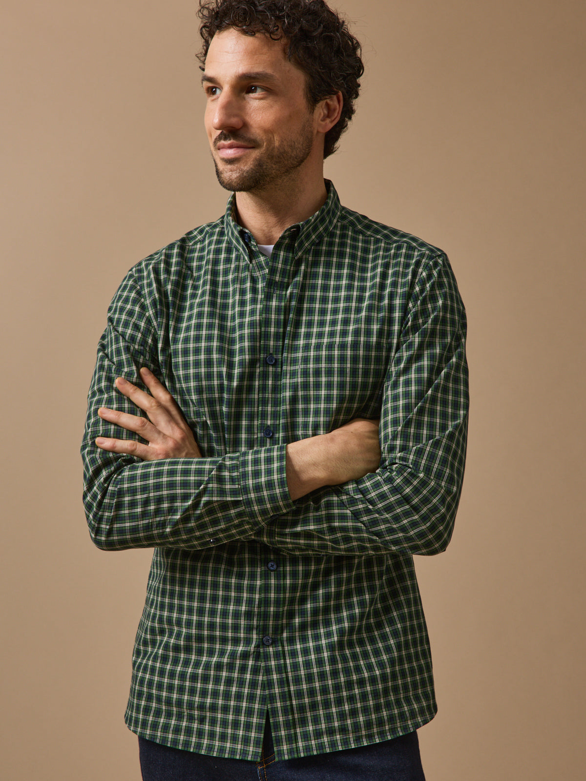 Chemise popeline carreaux homme - coupe ajustée