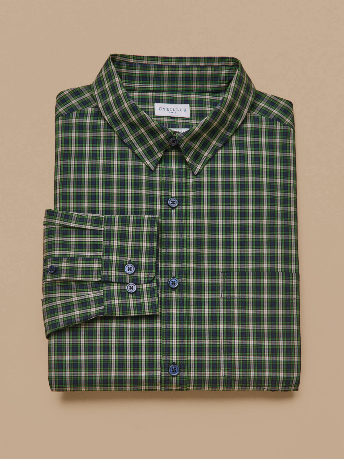 Chemise popeline carreaux homme - coupe ajustée