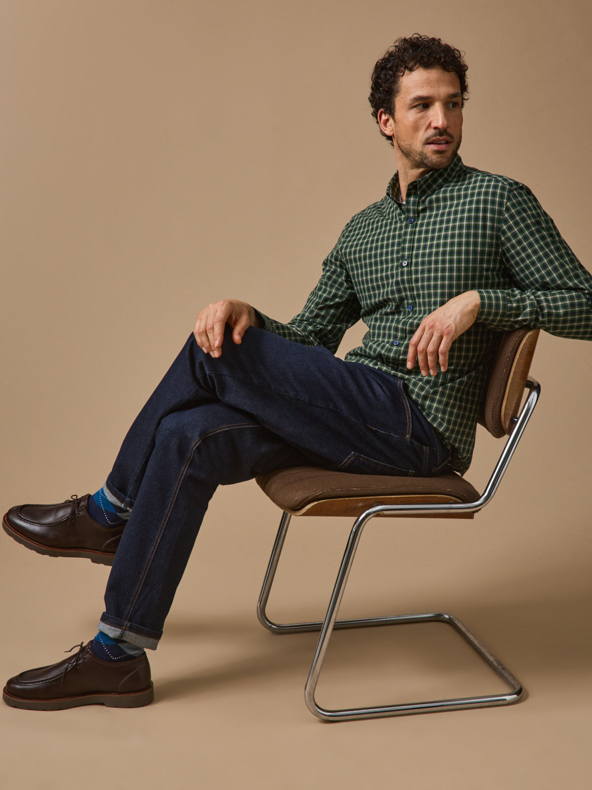 Chemise popeline carreaux homme - coupe ajustée
