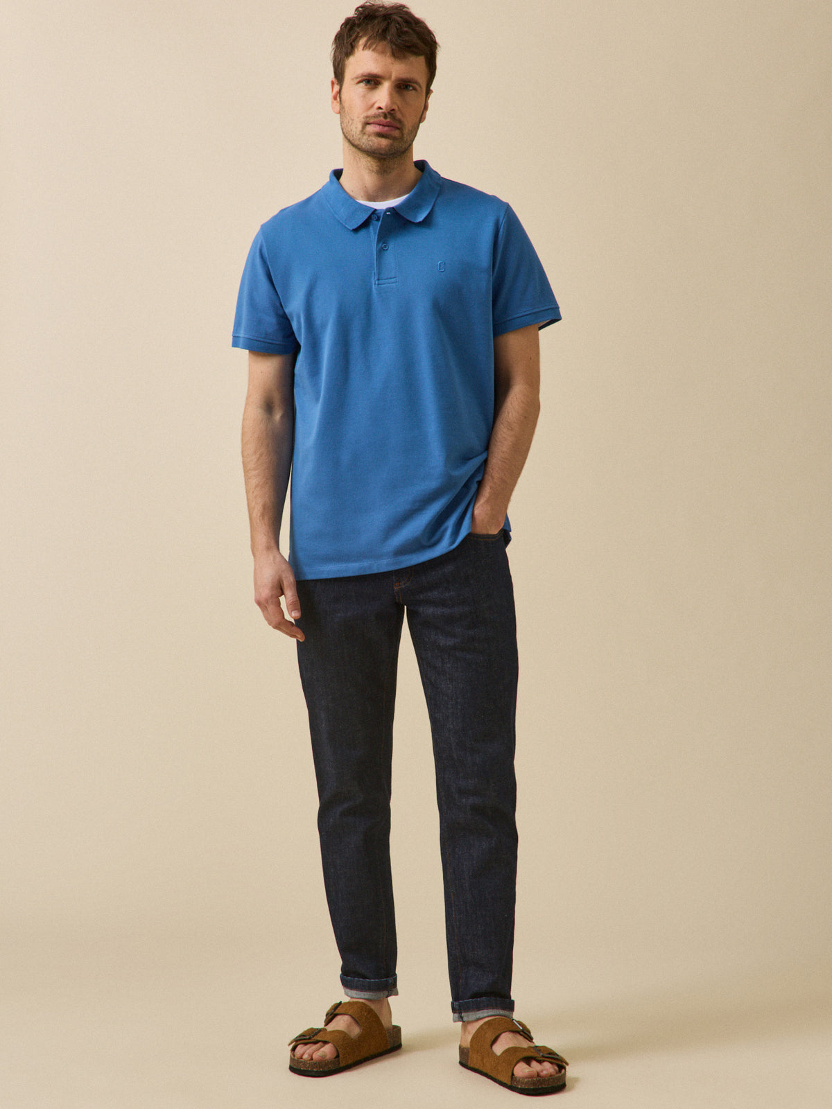 Polo uni maille piquée homme coton biologique