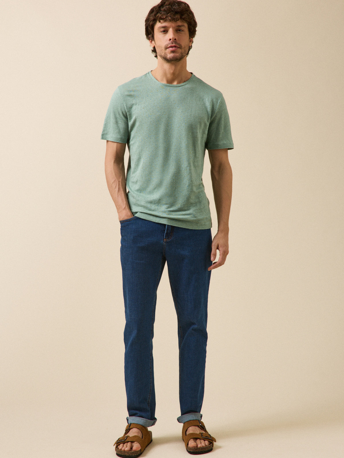 T-shirt lin homme col rond