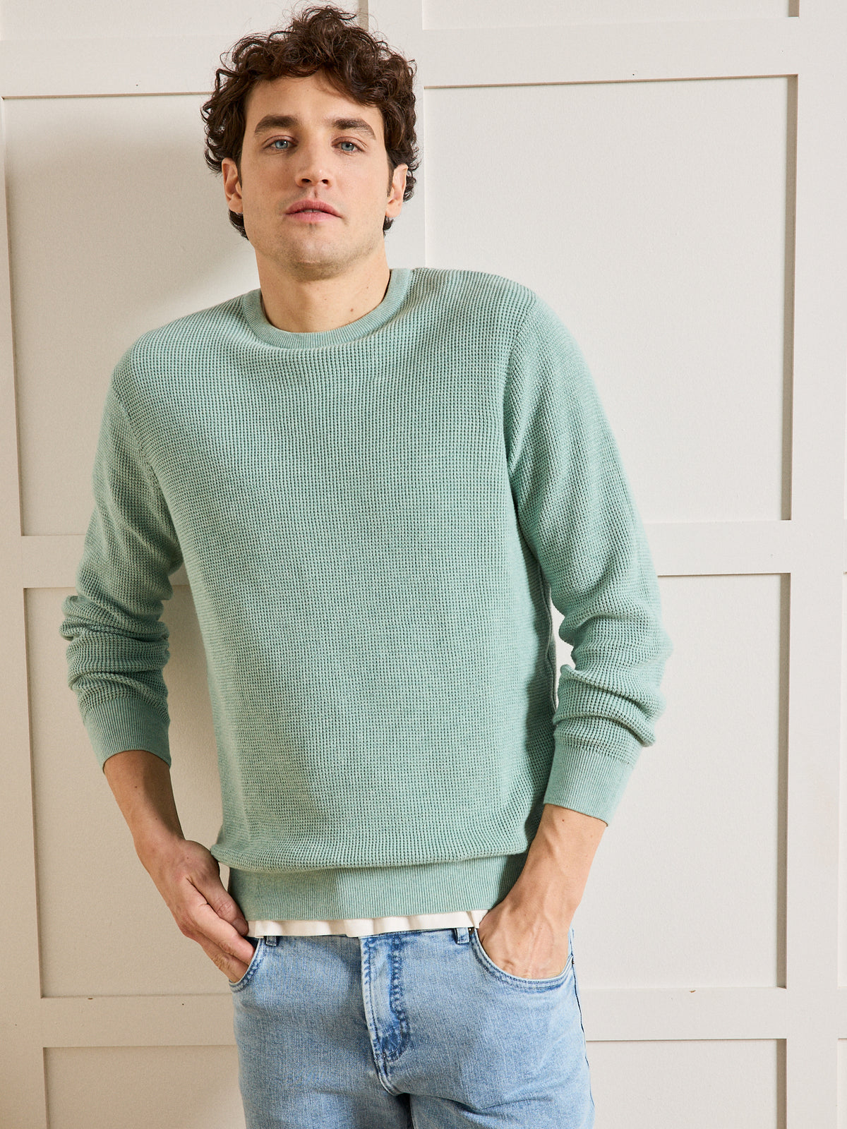 Pull  maille gaufrée homme