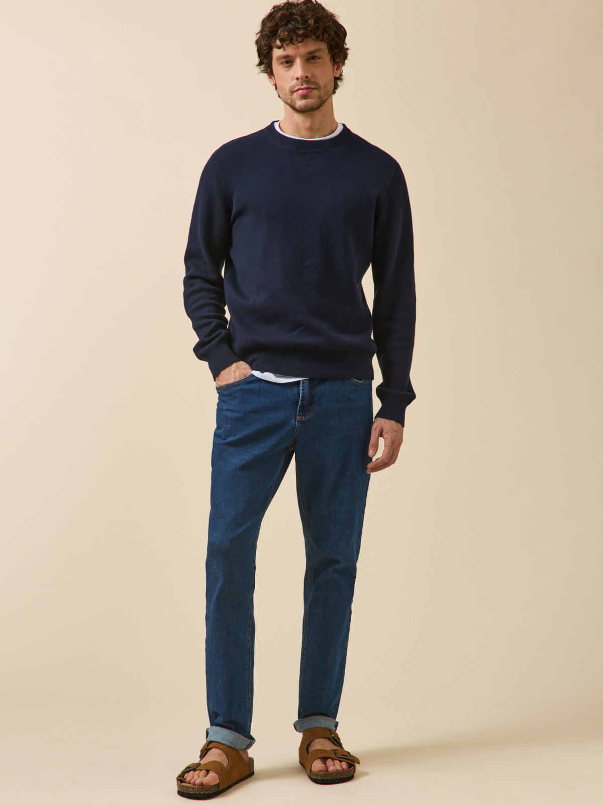 Pull effet sweat homme coton cachemire