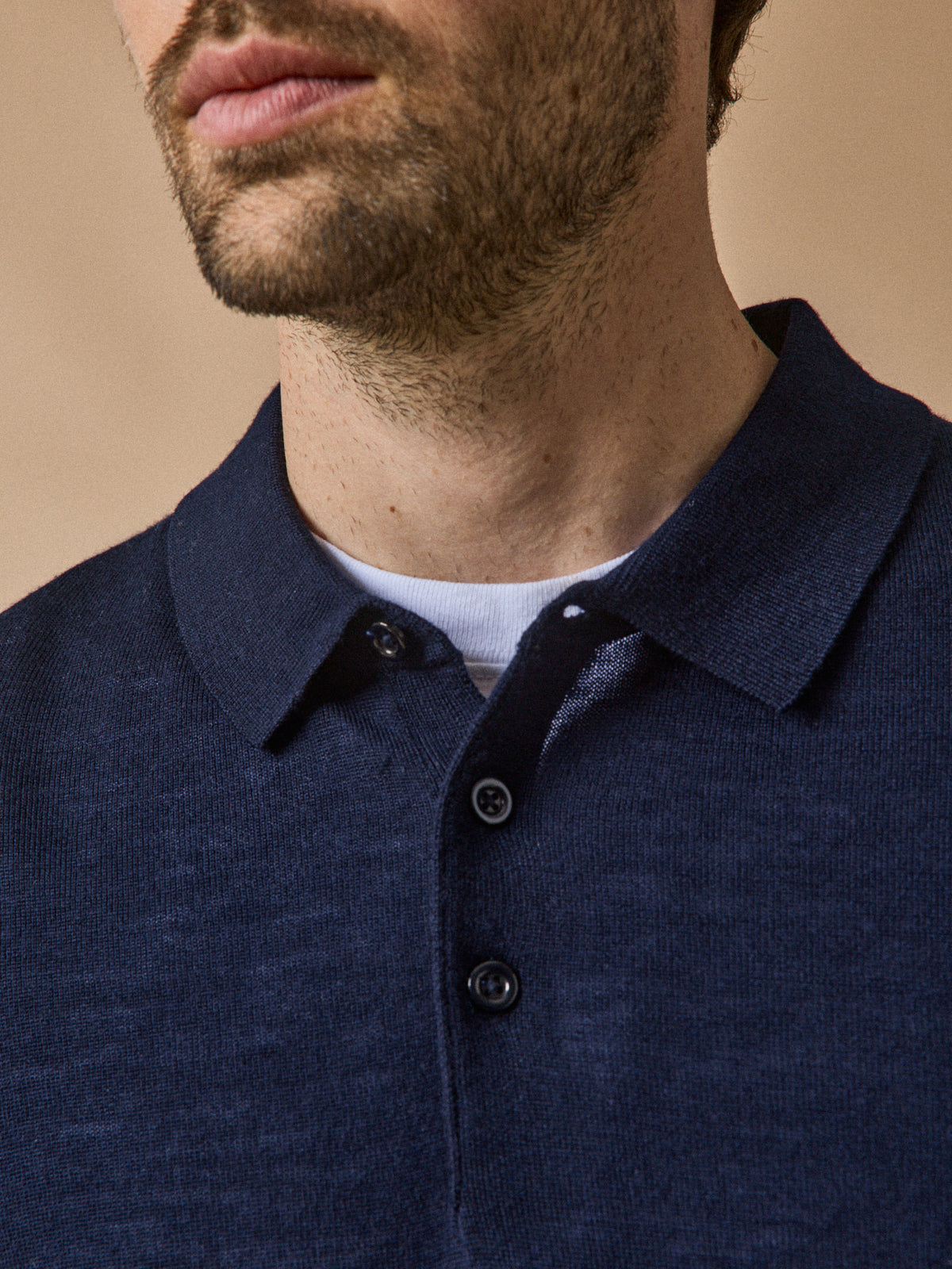 Pull fin col polo laine mérinos homme