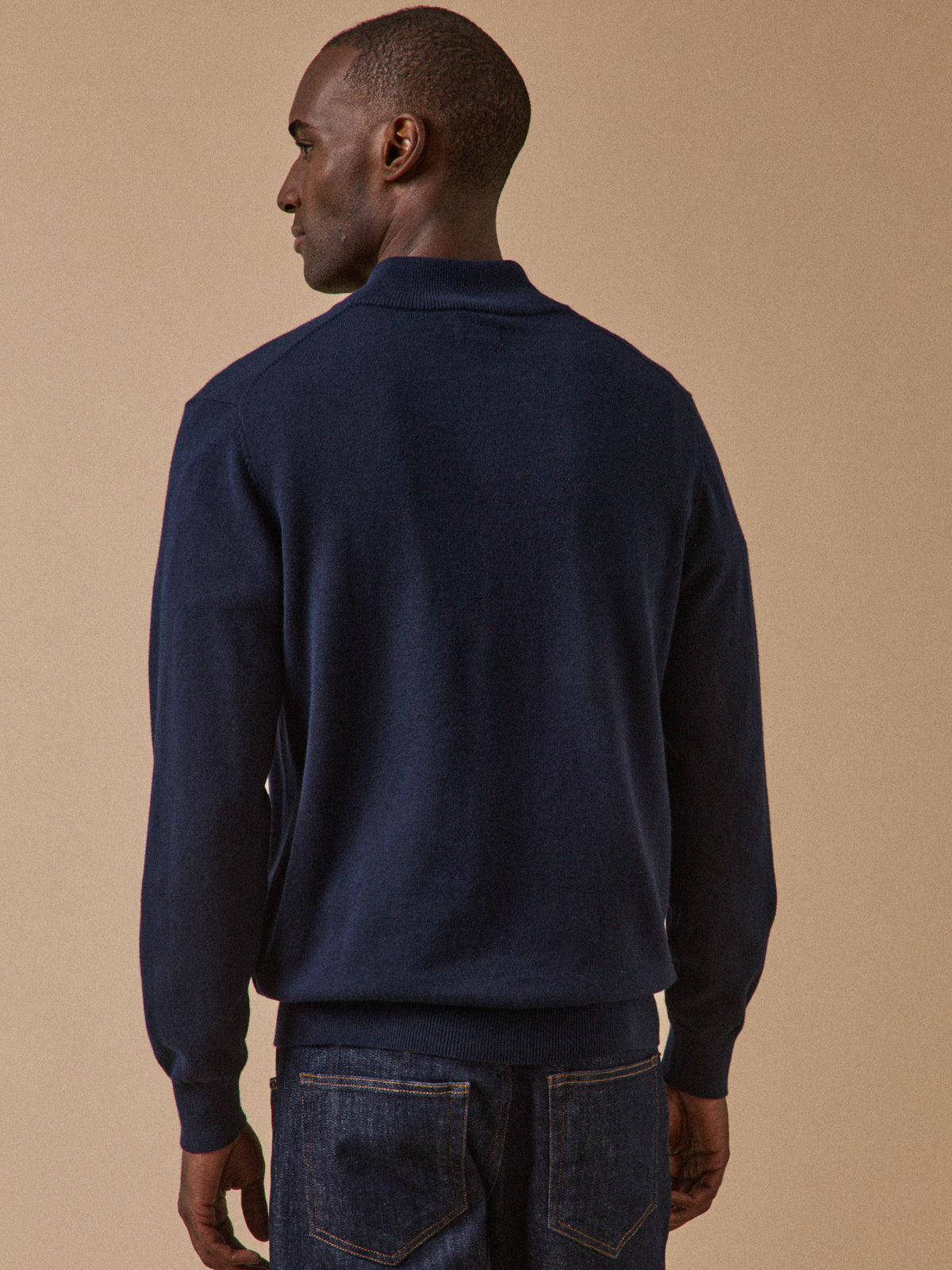 Pull col montant homme coton biologique et cachemire