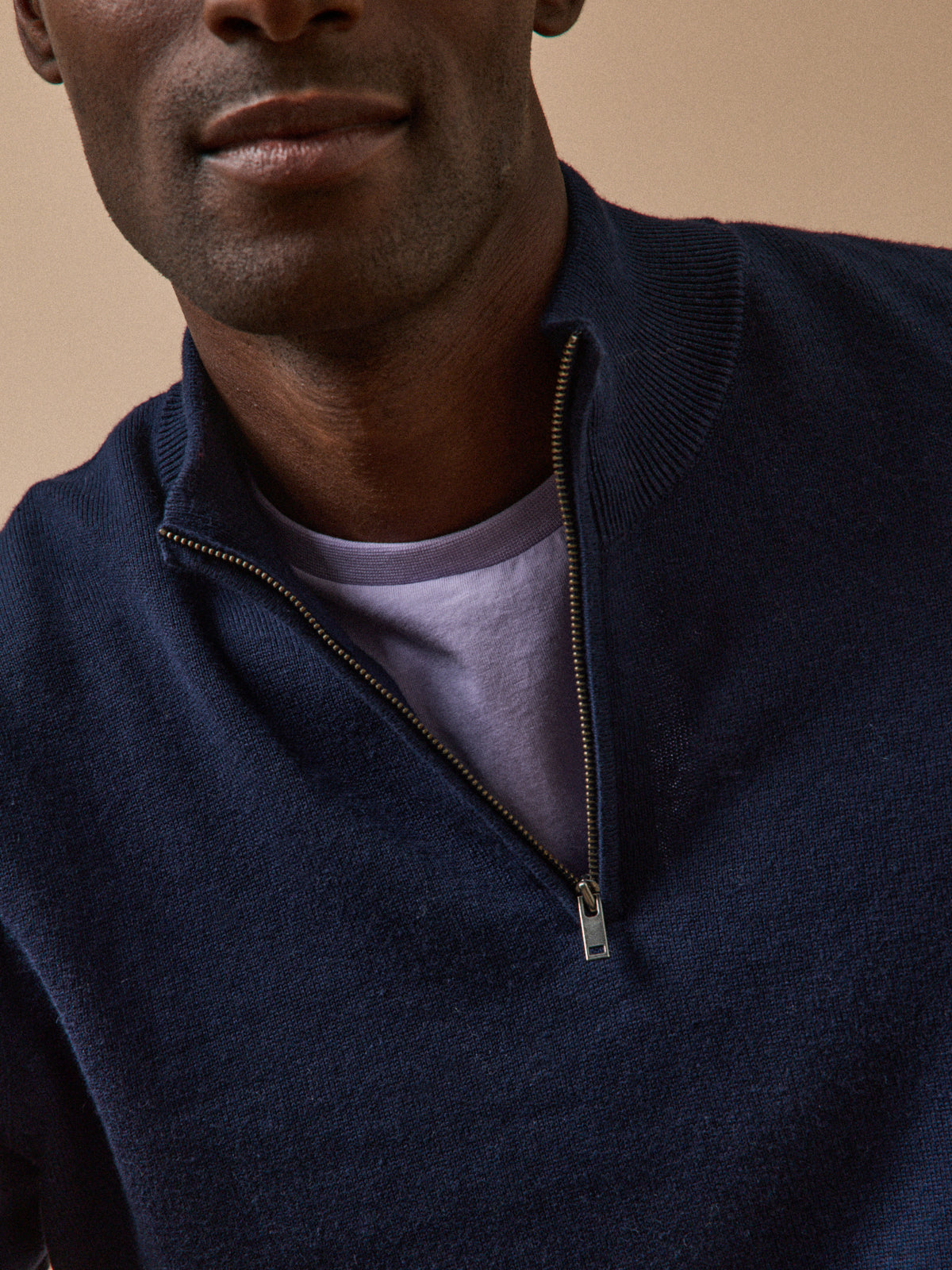 Pull col montant homme coton biologique et cachemire