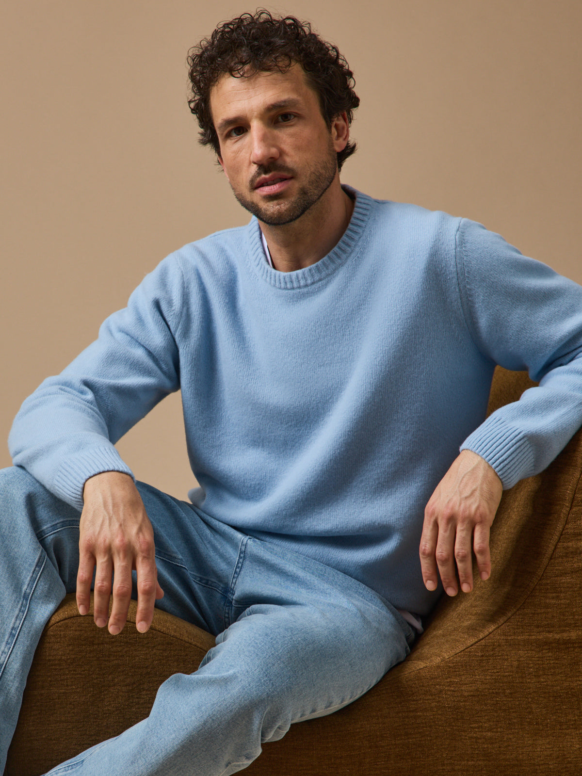 Pull col rond homme laine mélangée
