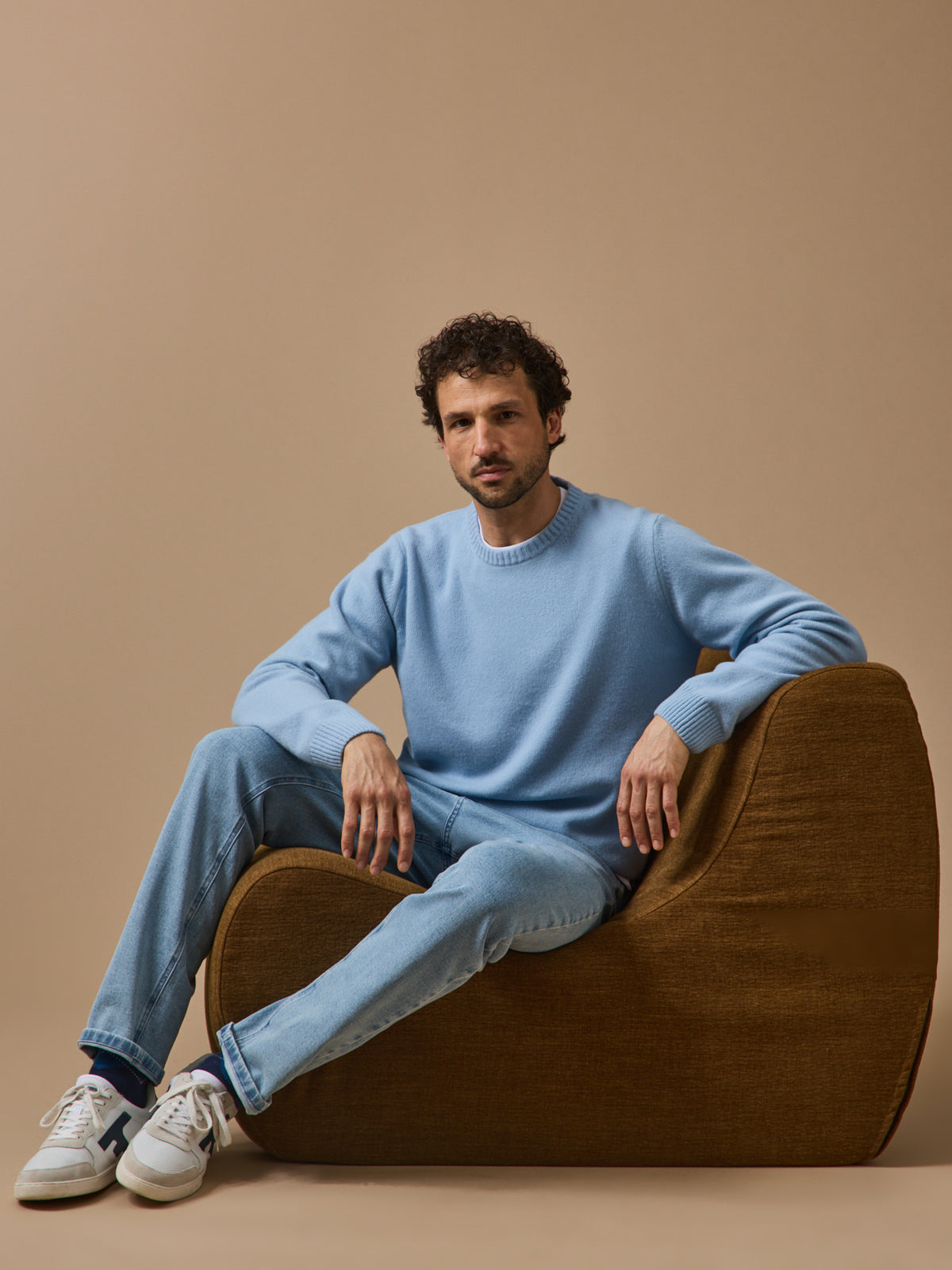 Pull col rond homme laine mélangée